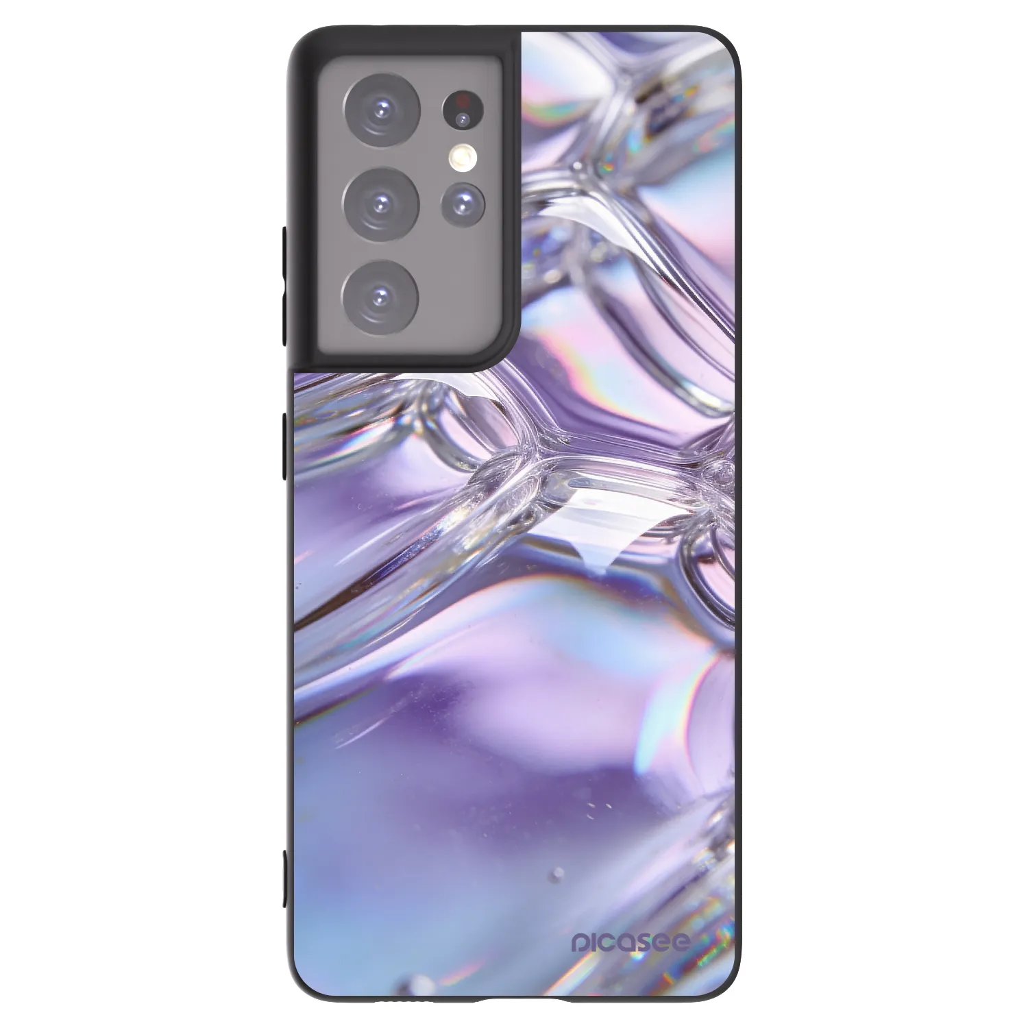 Picasee silikonowe czarne etui na Samsung Galaxy S21 Ultra 5G G998B - Iridescent bubbles