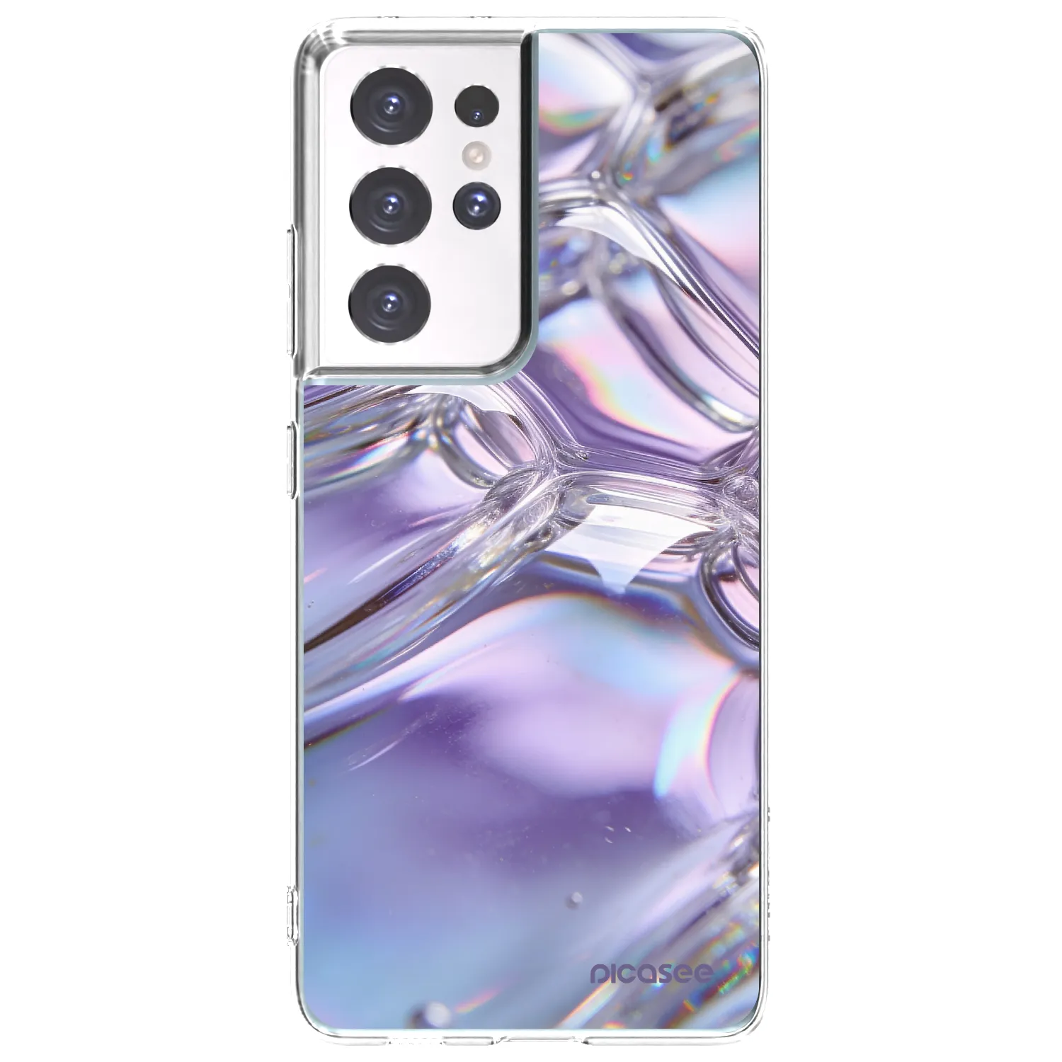 Picasee silikonowe przeźroczyste etui na Samsung Galaxy S21 Ultra 5G G998B - Iridescent bubbles