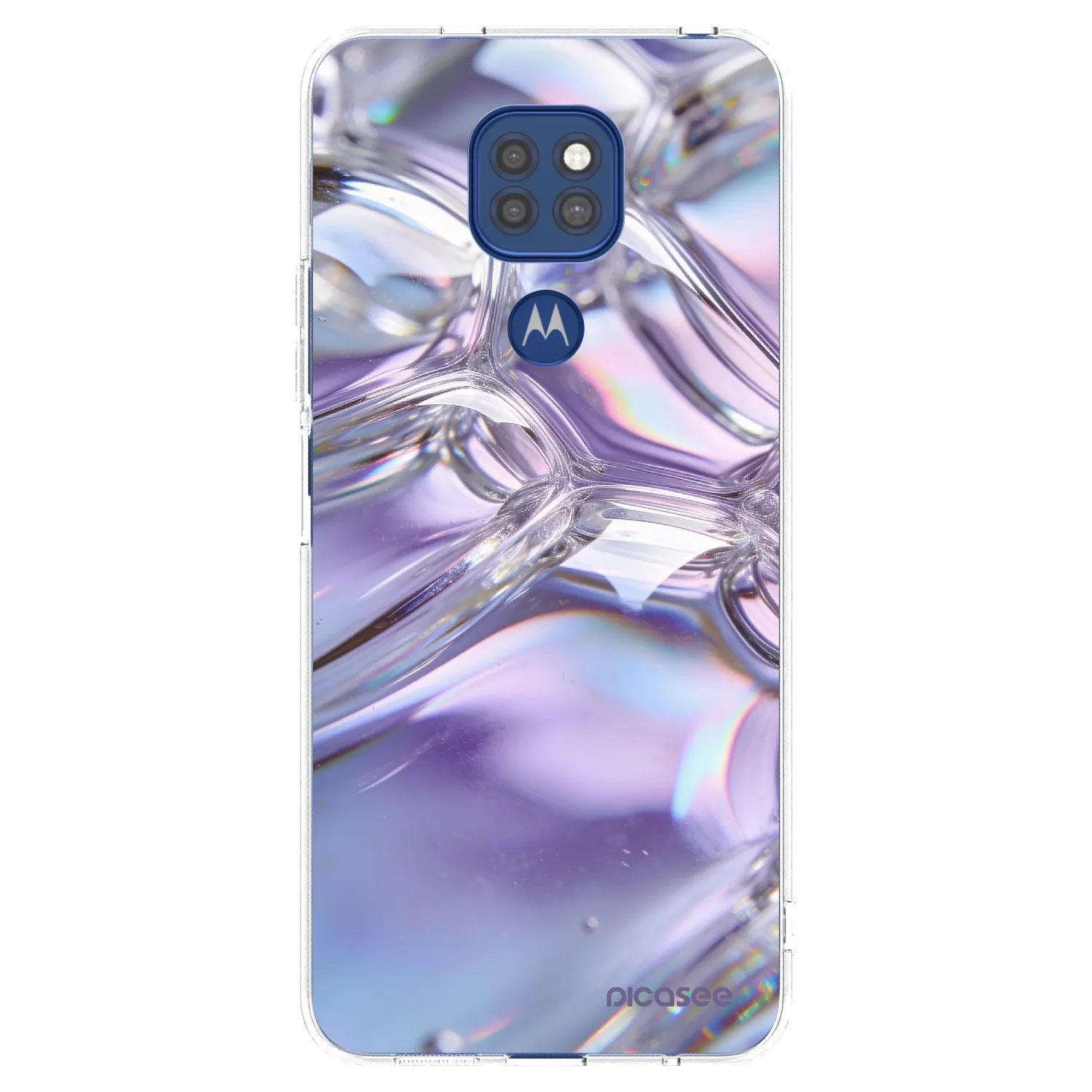 Picasee silikonowe przeźroczyste etui na Motorola Moto G9 Play - Iridescent bubbles