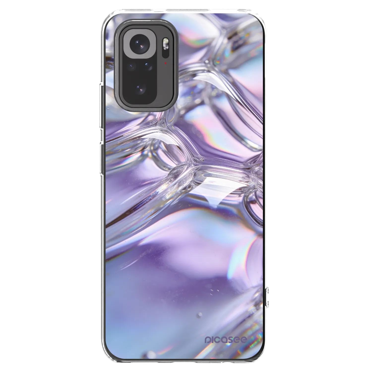 Picasee silikonowe przeźroczyste etui na Xiaomi Redmi Note 10 - Iridescent bubbles