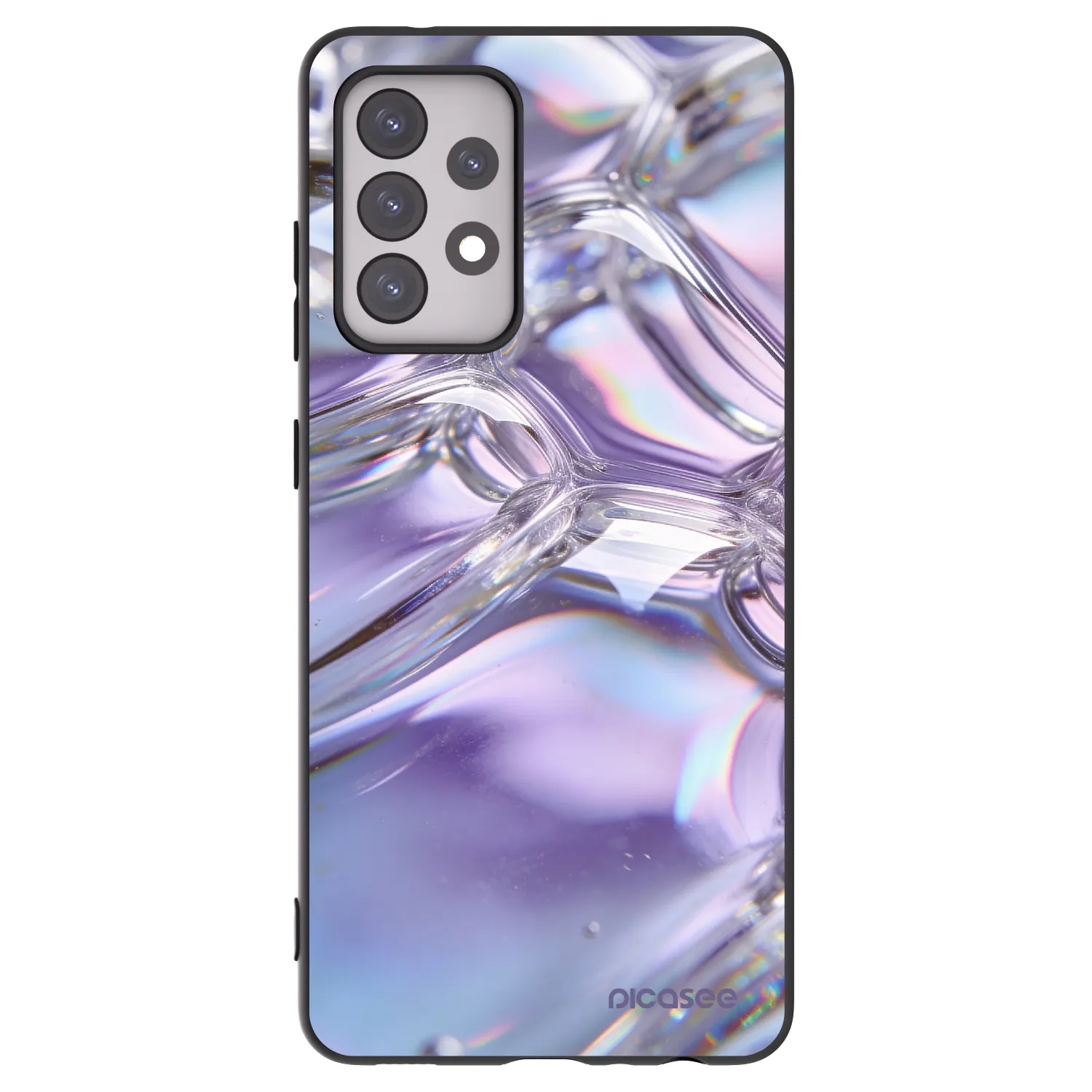 Picasee silikonowe czarne etui na Samsung Galaxy A52 5G A525F - Iridescent bubbles