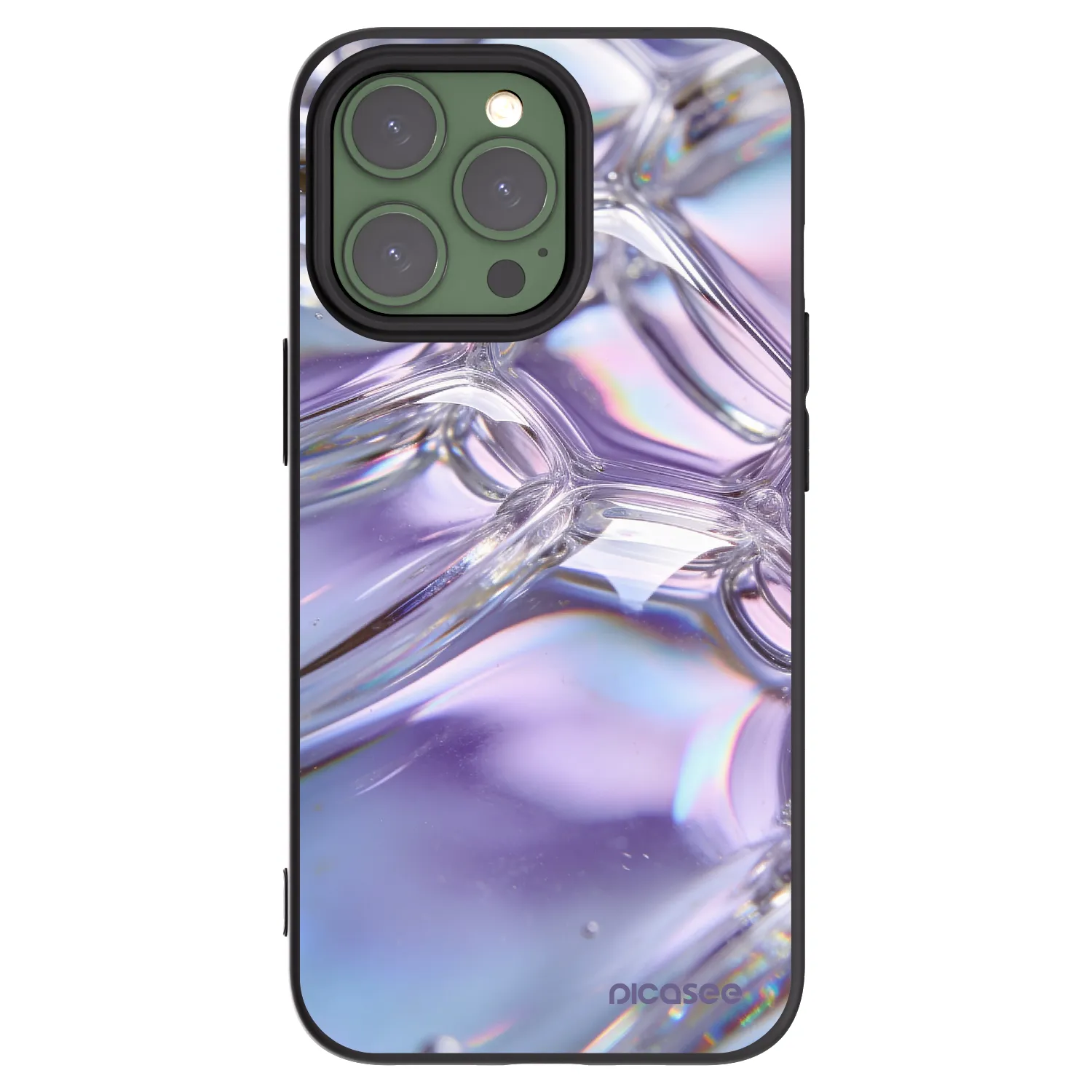 Picasee silikonowe czarne etui na Apple iPhone 13 Pro - Iridescent bubbles