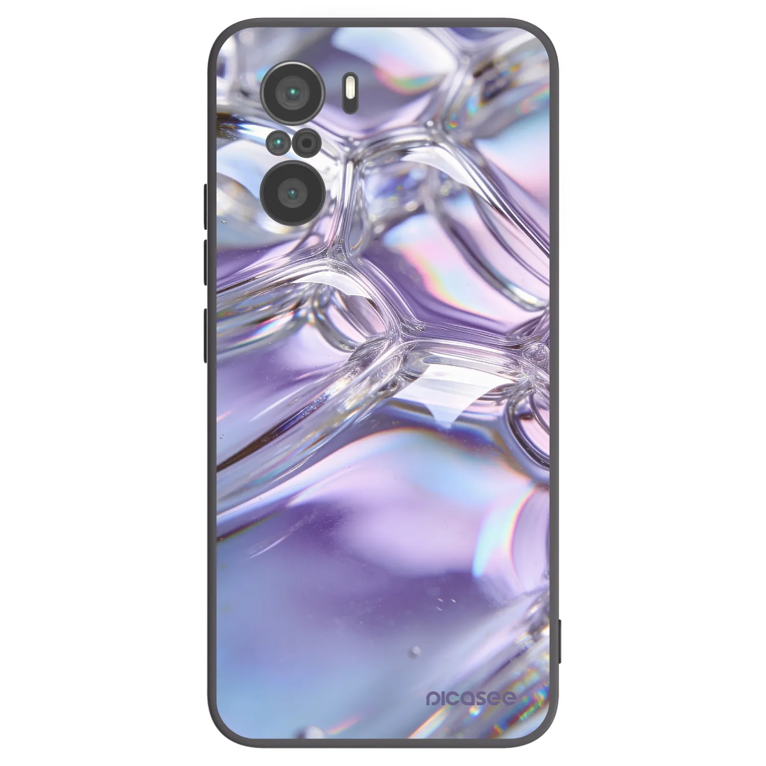 Picasee silikonowe czarne etui na Xiaomi Poco F3 - Iridescent bubbles