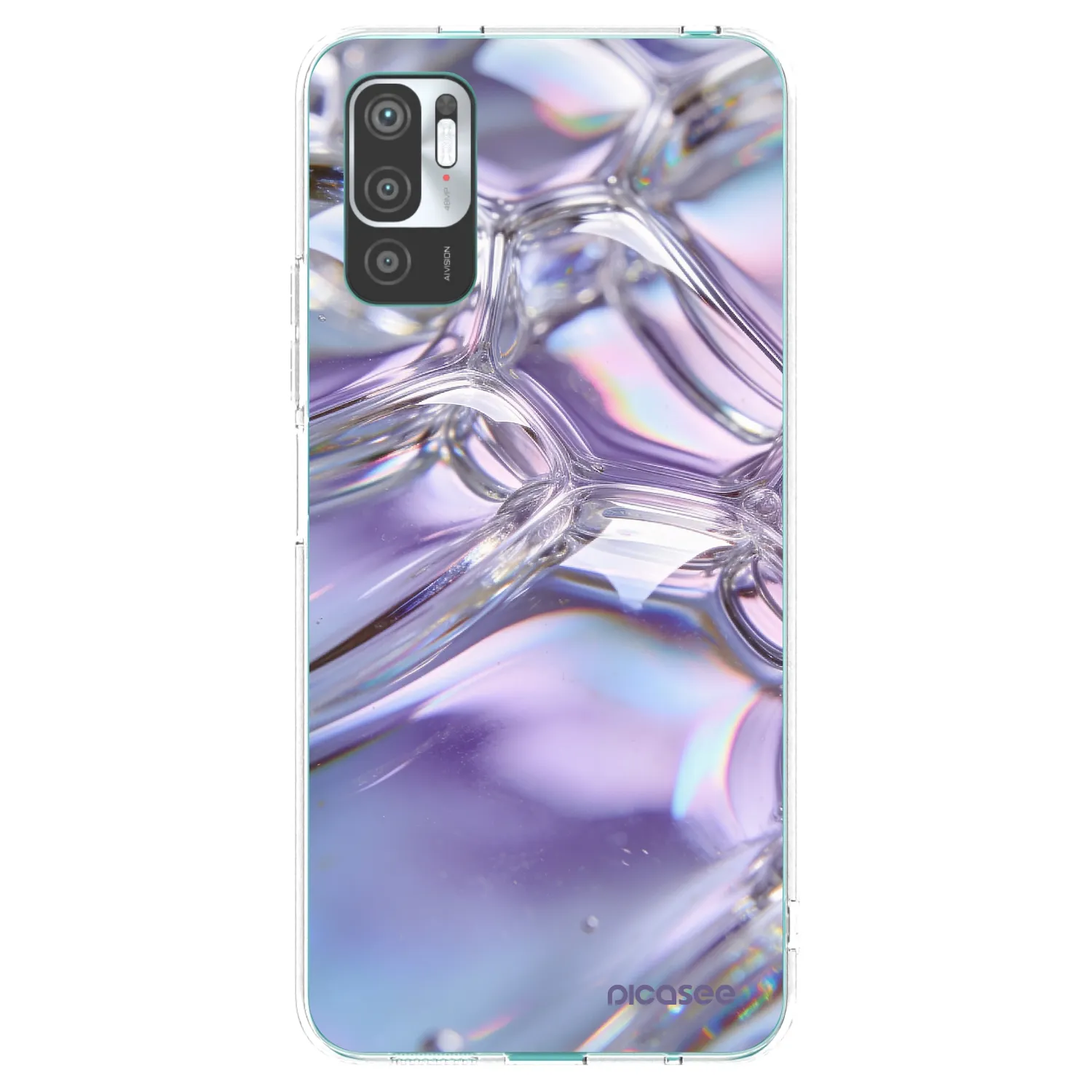 Picasee silikonowe przeźroczyste etui na Xiaomi Redmi Note 10 5G - Iridescent bubbles