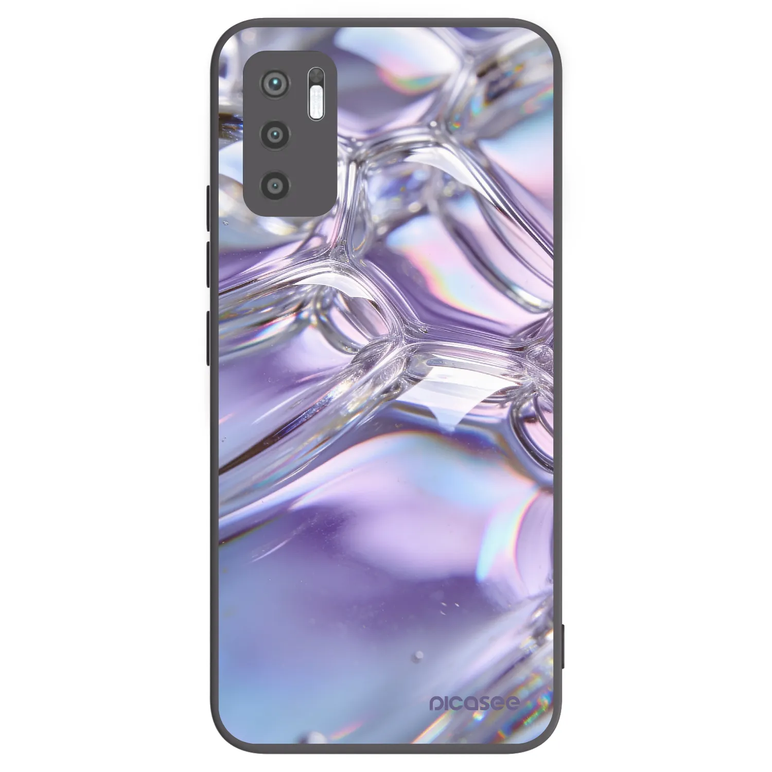 Picasee silikonowe czarne etui na Xiaomi Redmi Note 10 5G - Iridescent bubbles