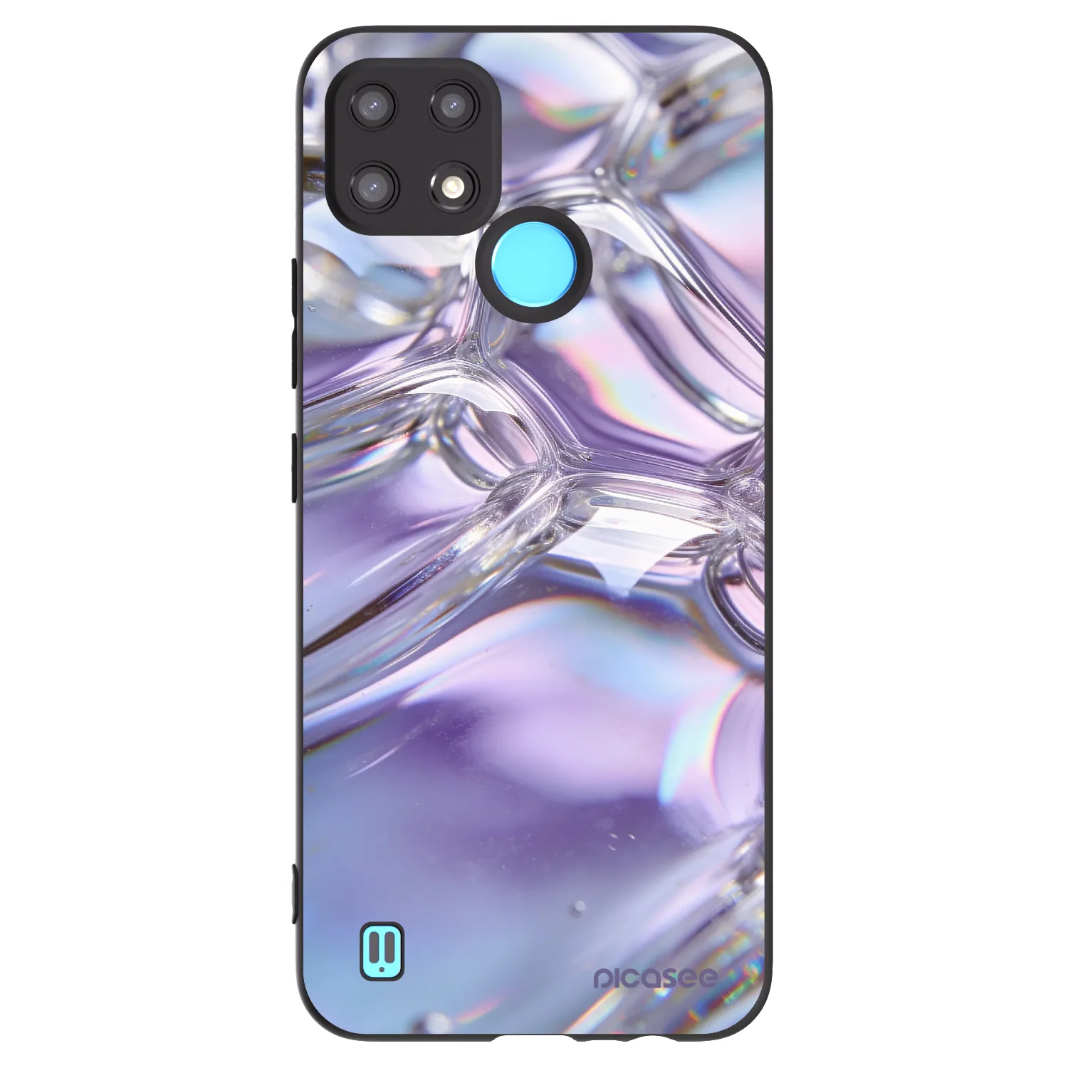 Picasee silikonowe czarne etui na Realme C21 - Iridescent bubbles