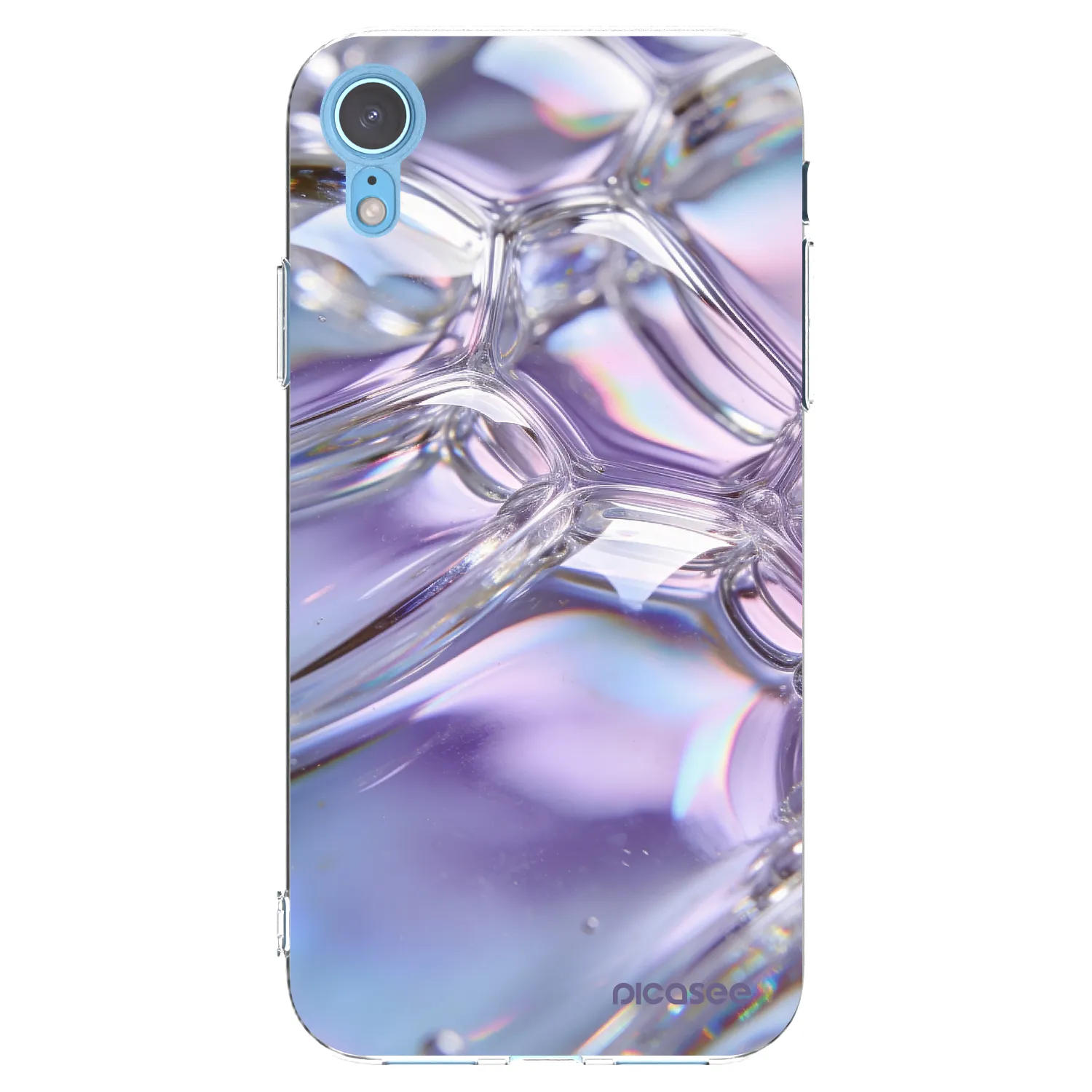 Picasee silikonowe przeźroczyste etui na Apple iPhone XR - Iridescent bubbles