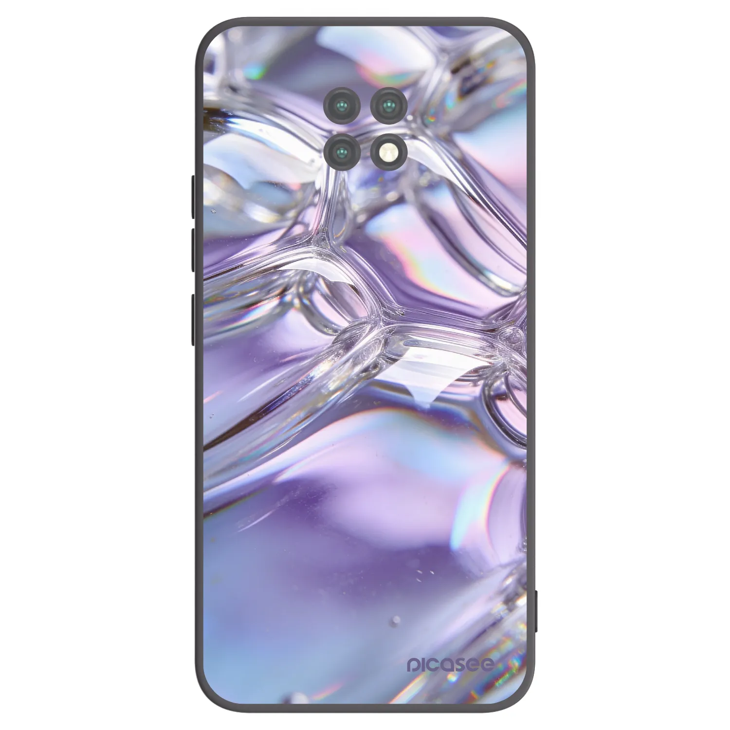 Picasee silikonowe czarne etui na Xiaomi Redmi Note 9T - Iridescent bubbles