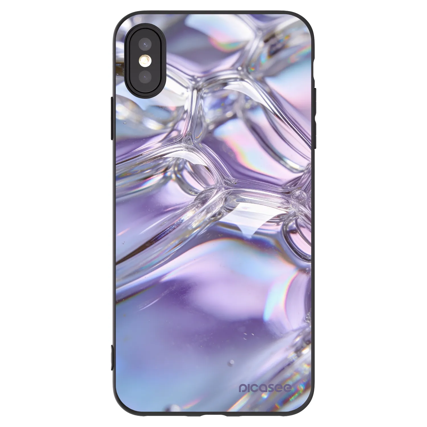 Picasee silikonowe czarne etui na Apple iPhone XS Max - Iridescent bubbles