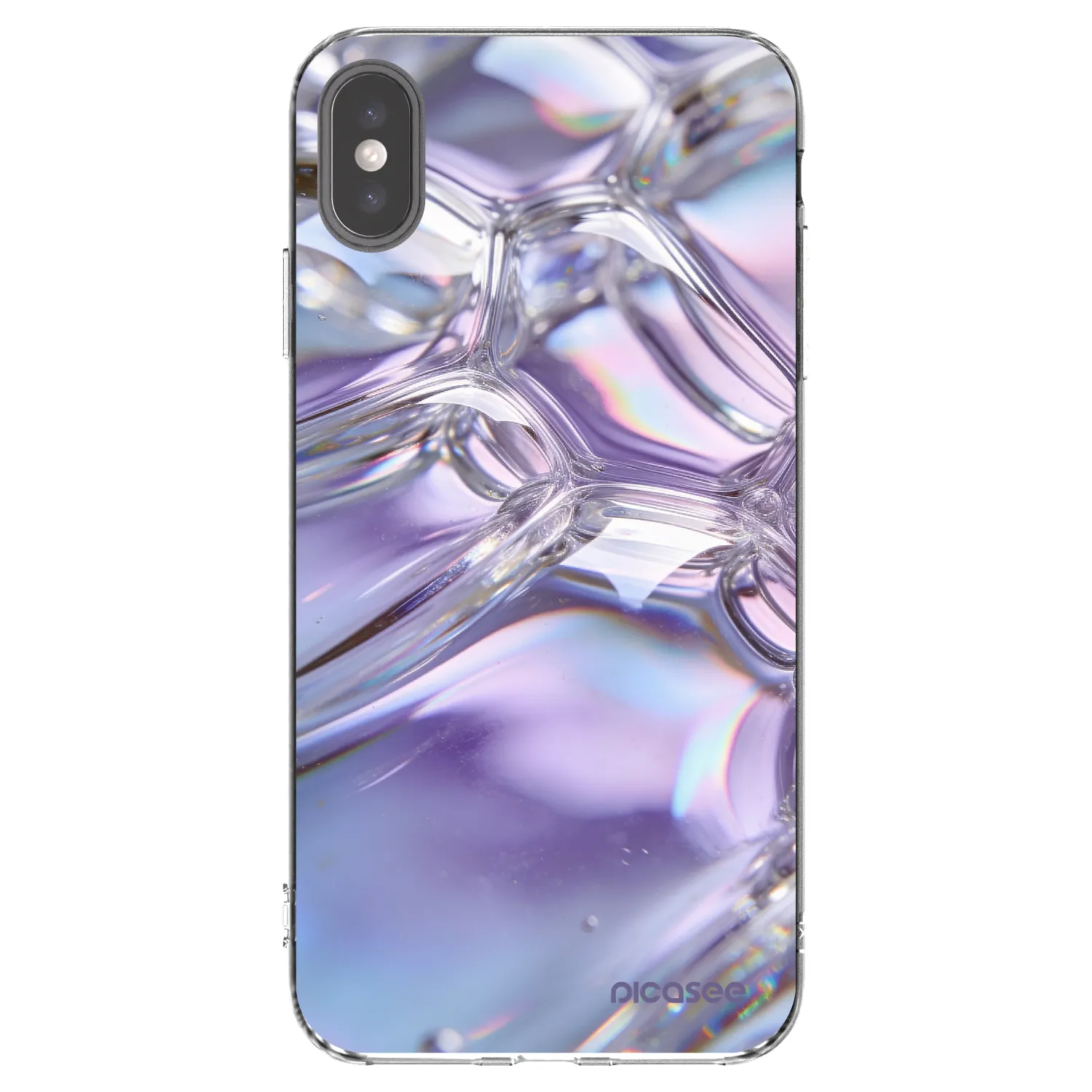 Picasee silikonowe przeźroczyste etui na Apple iPhone XS Max - Iridescent bubbles