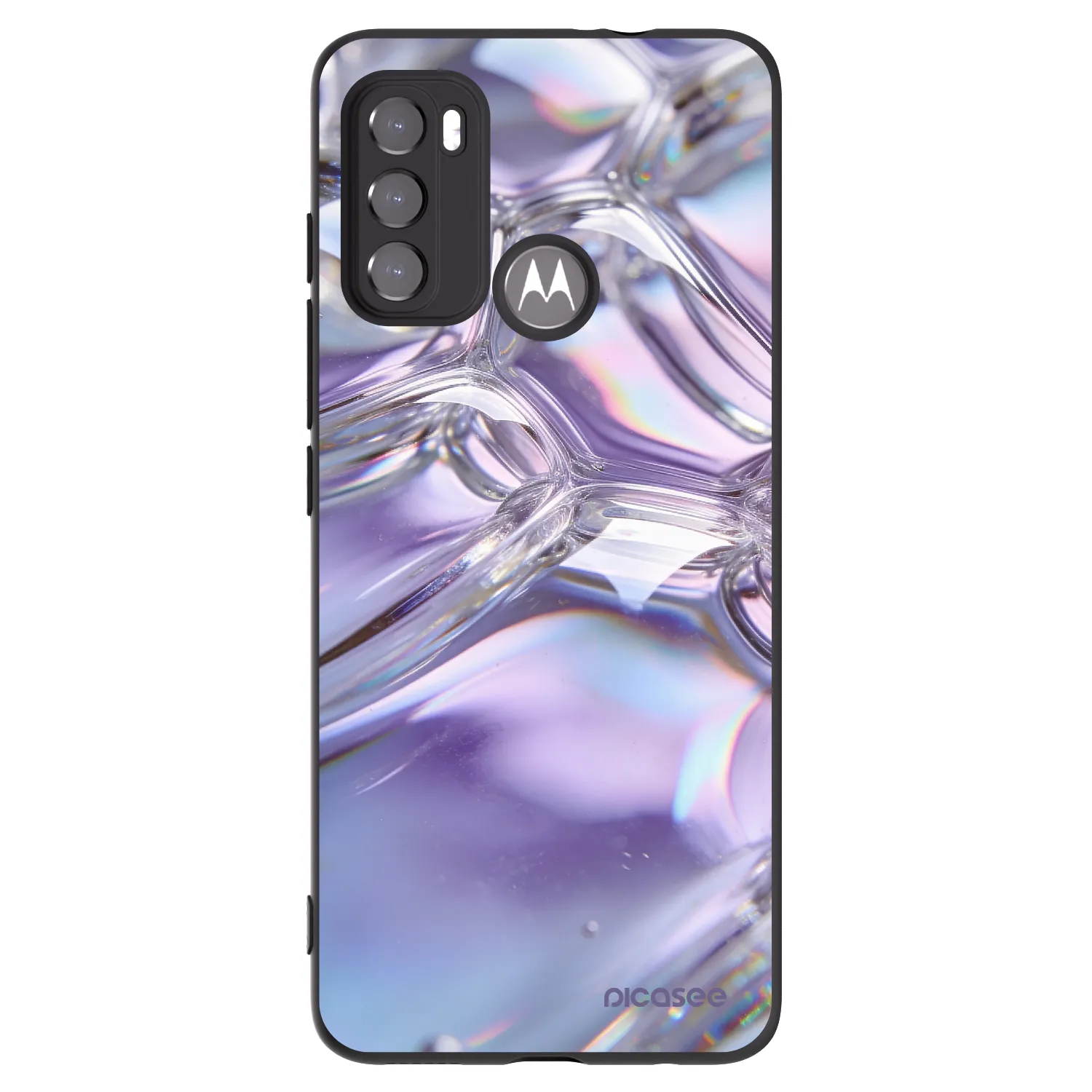 Picasee silikonowe czarne etui na Motorola Moto G60 - Iridescent bubbles