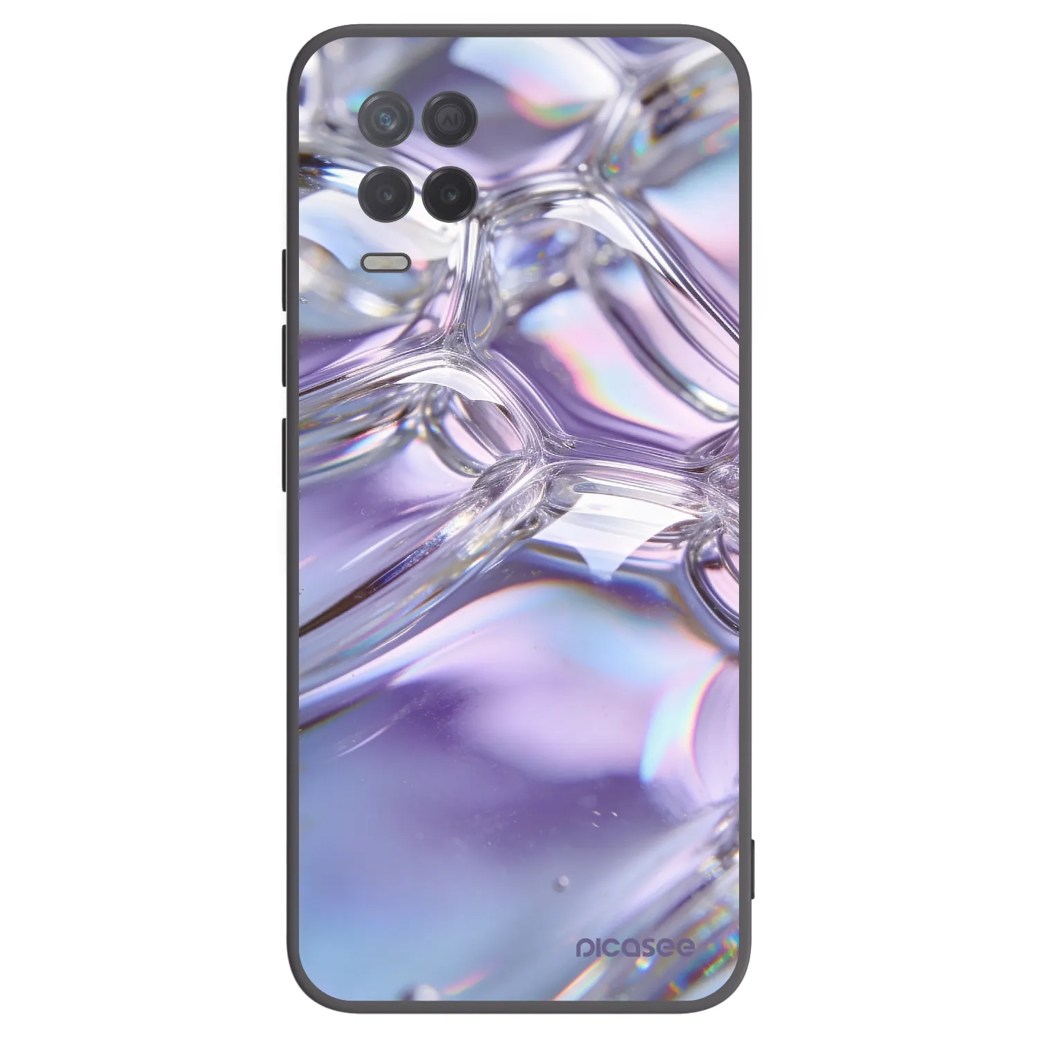 Picasee silikonowe czarne etui na Realme 8 5G - Iridescent bubbles