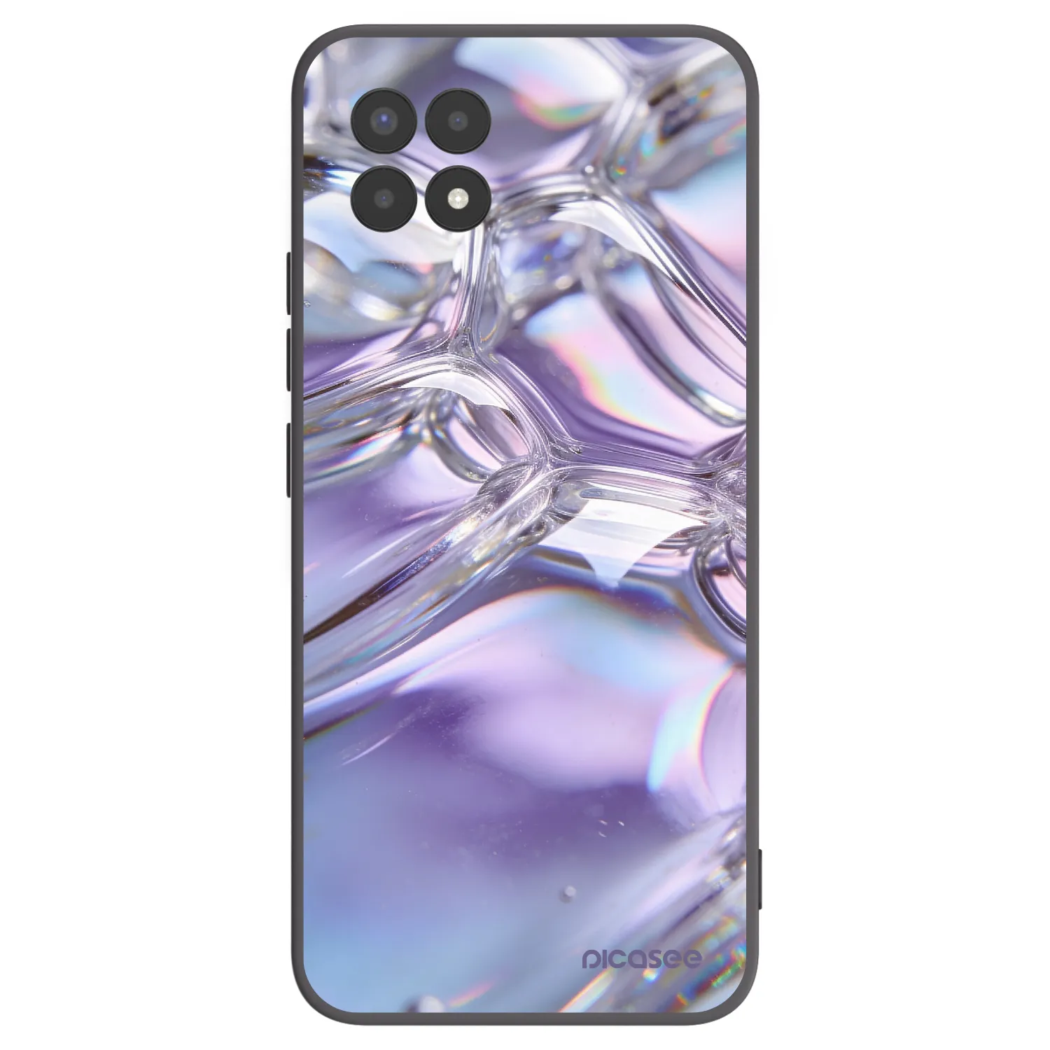 Picasee silikonowe czarne etui na Realme 8i - Iridescent bubbles