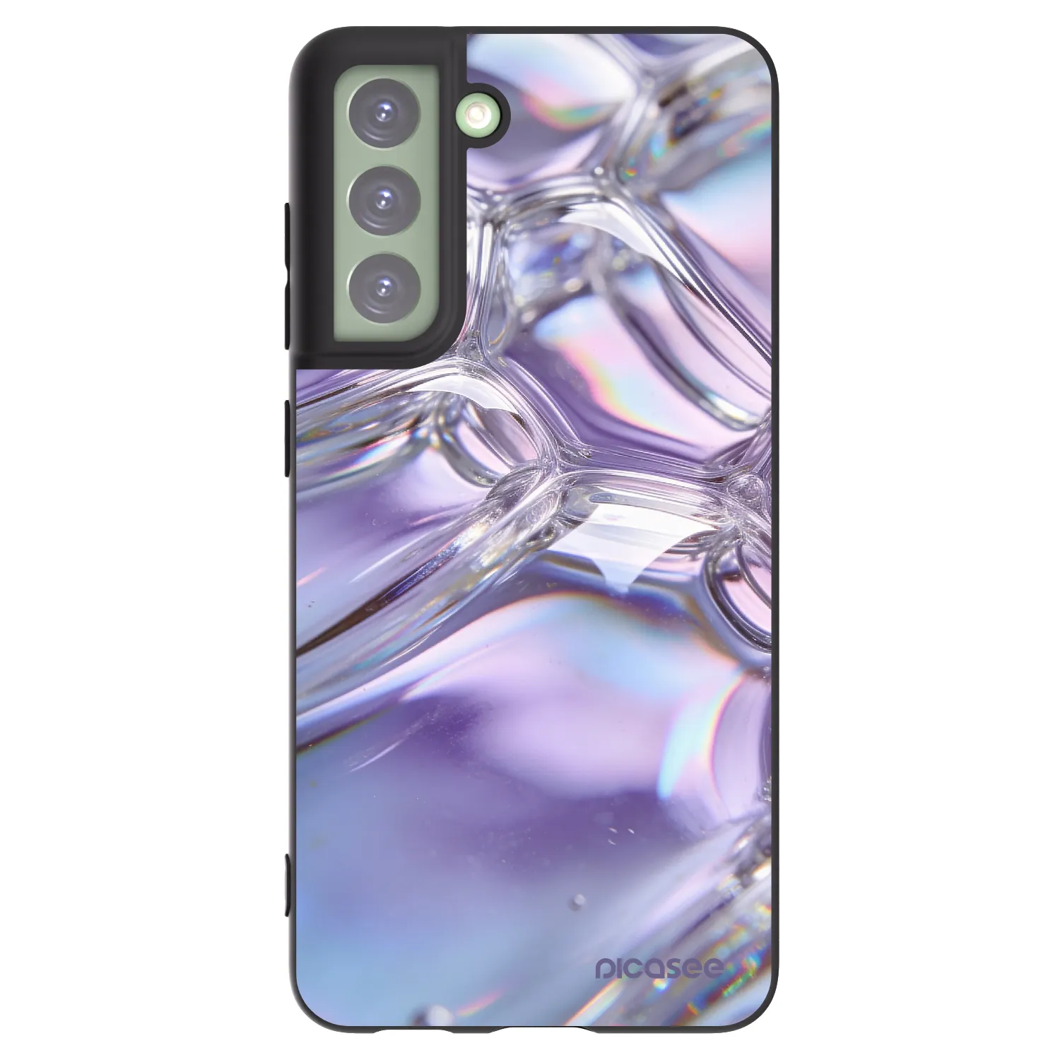 Picasee silikonowe czarne etui na Samsung Galaxy S21 FE 5G - Iridescent bubbles