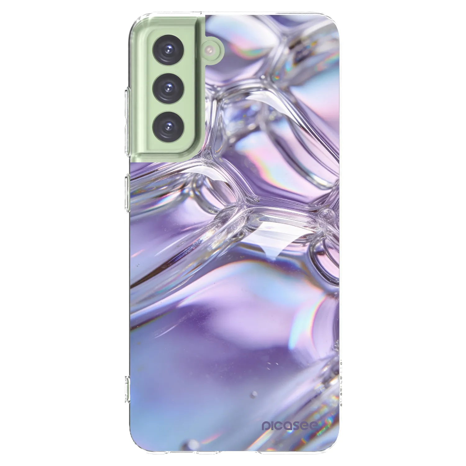 Picasee silikonowe przeźroczyste etui na Samsung Galaxy S21 FE 5G - Iridescent bubbles