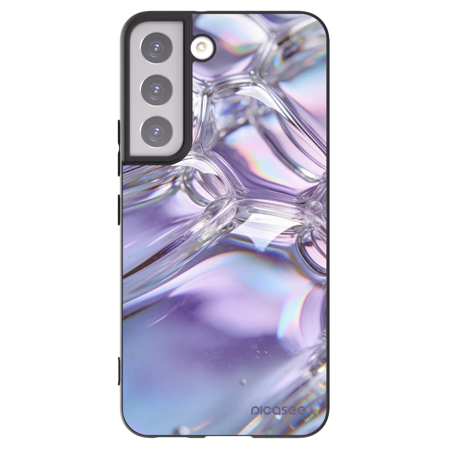 Picasee silikonowe czarne etui na Samsung Galaxy S22 5G - Iridescent bubbles