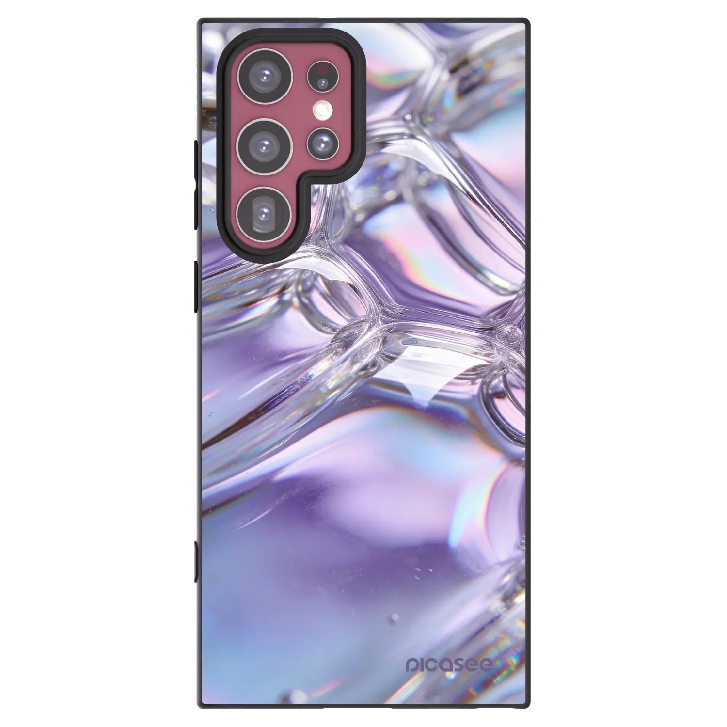Picasee silikonowe czarne etui na Samsung Galaxy S22 Ultra 5G - Iridescent bubbles