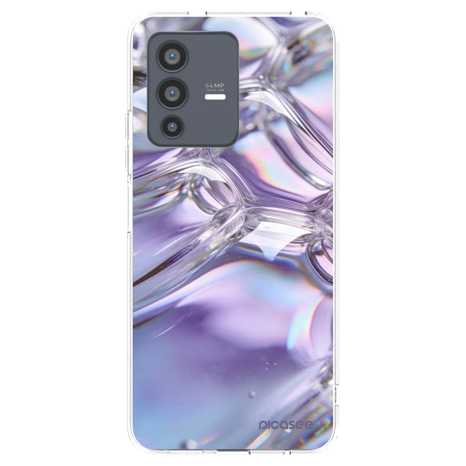 Picasee silikonowe przeźroczyste etui na Vivo V23 5G - Iridescent bubbles