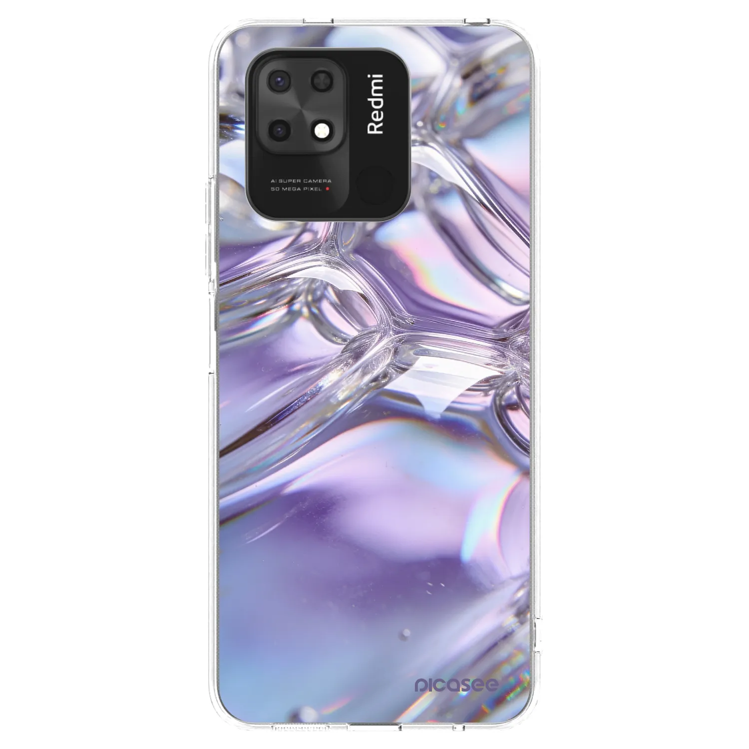 Picasee silikonowe przeźroczyste etui na Xiaomi Redmi 10C - Iridescent bubbles