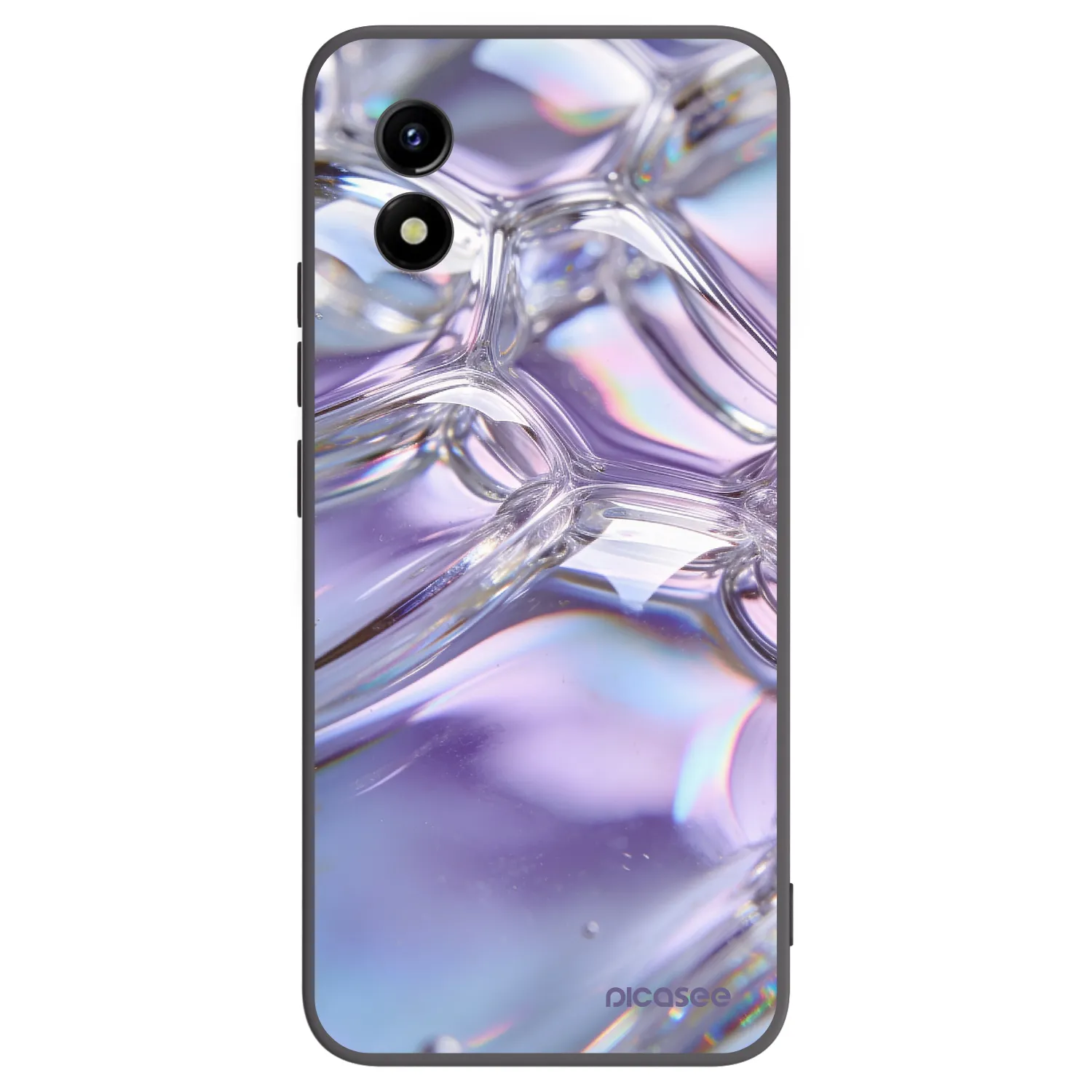 Picasee silikonowe czarne etui na Vivo Y01 - Iridescent bubbles