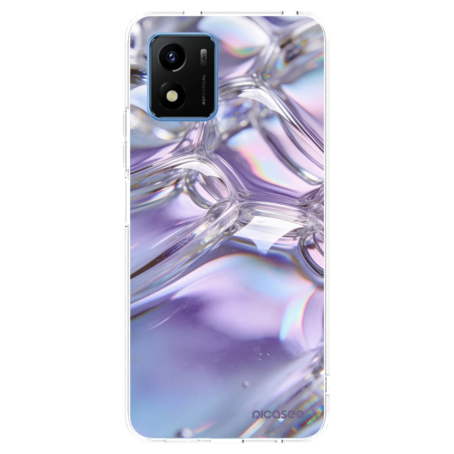 Picasee silikonowe przeźroczyste etui na Vivo Y01 - Iridescent bubbles