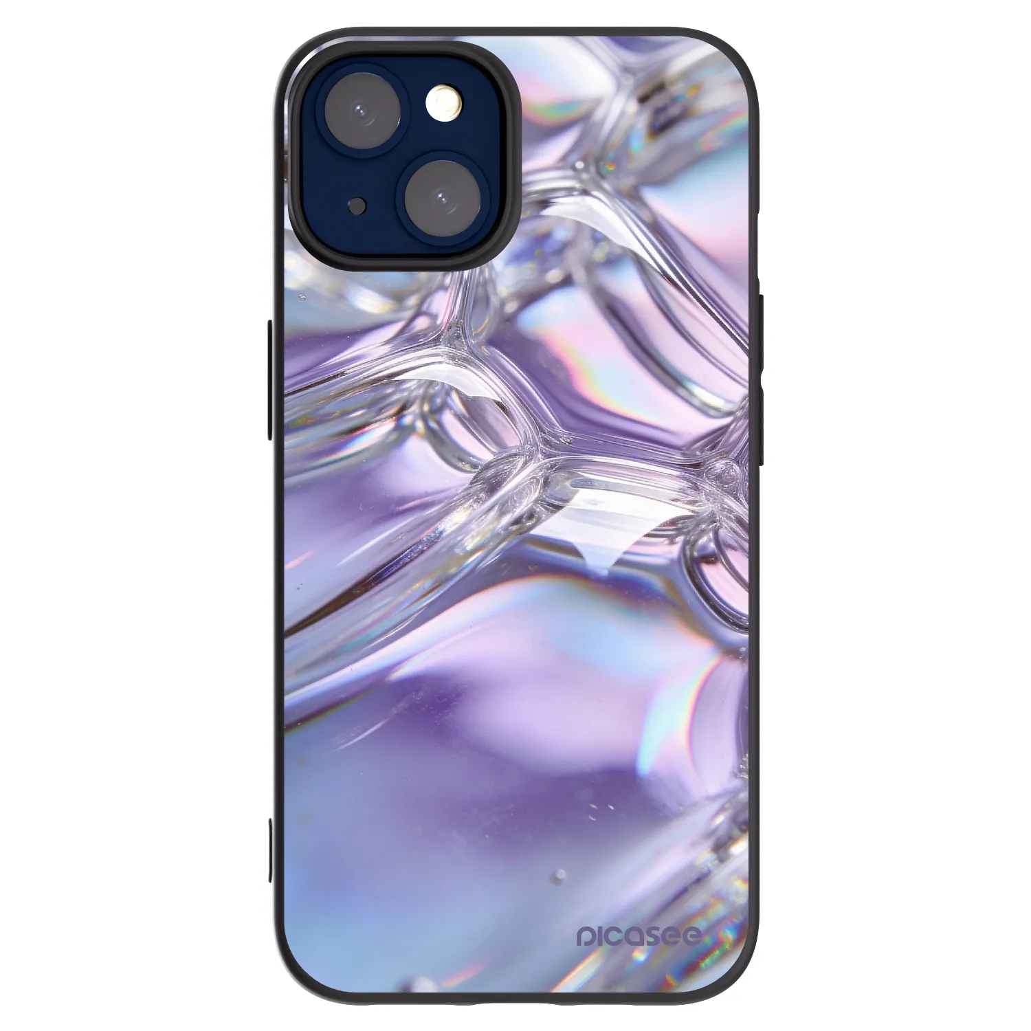 Picasee silikonowe czarne etui na Apple iPhone 14 - Iridescent bubbles