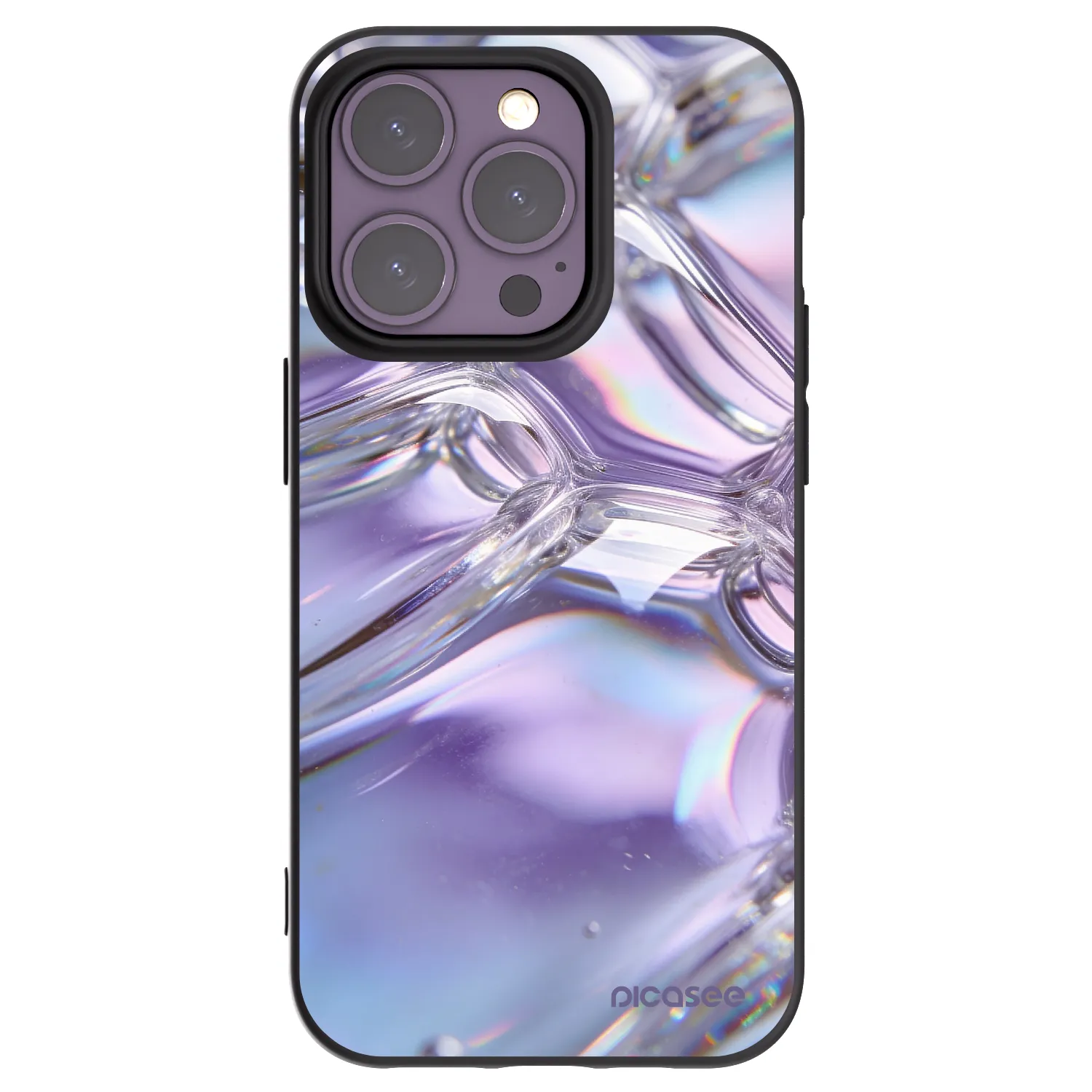 Picasee silikonowe czarne etui na Apple iPhone 14 Pro - Iridescent bubbles