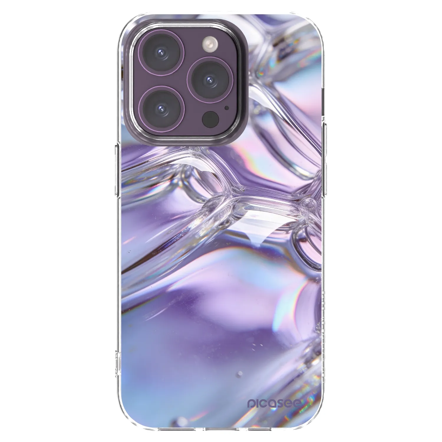 Picasee silikonowe przeźroczyste etui na Apple iPhone 14 Pro - Iridescent bubbles