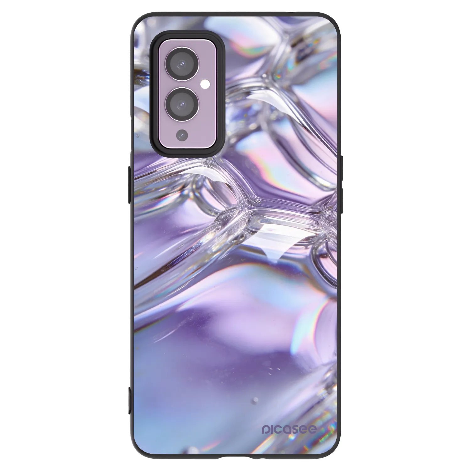 Picasee silikonowe czarne etui na OnePlus 9 - Iridescent bubbles