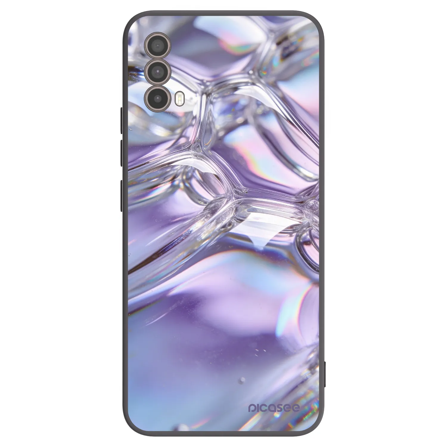 Picasee silikonowe czarne etui na Motorola Moto E40 - Iridescent bubbles