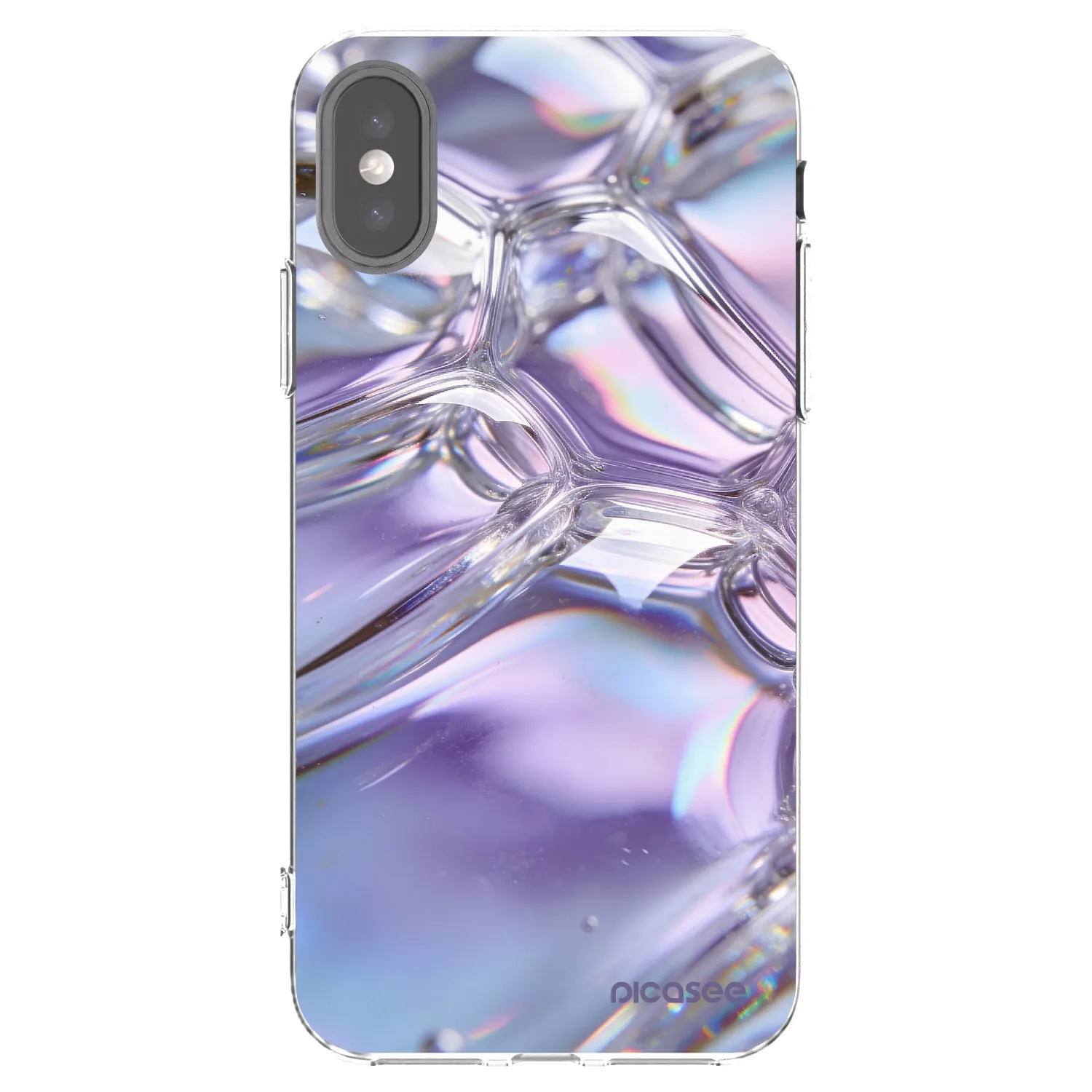 Picasee silikonowe przeźroczyste etui na Apple iPhone X/XS - Iridescent bubbles