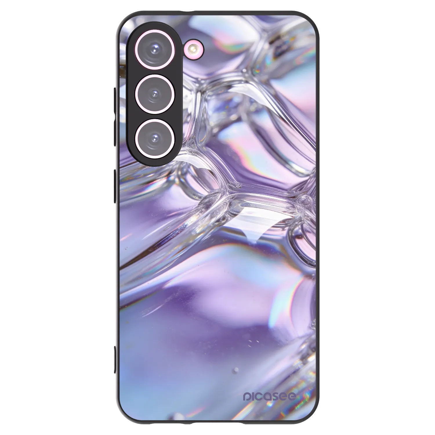 Picasee silikonowe czarne etui na Samsung Galaxy S23 5G - Iridescent bubbles