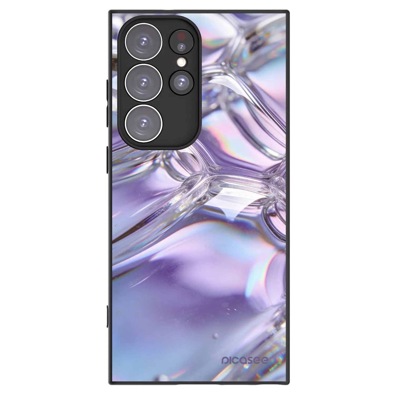 Picasee silikonowe czarne etui na Samsung Galaxy S23 Ultra 5G - Iridescent bubbles
