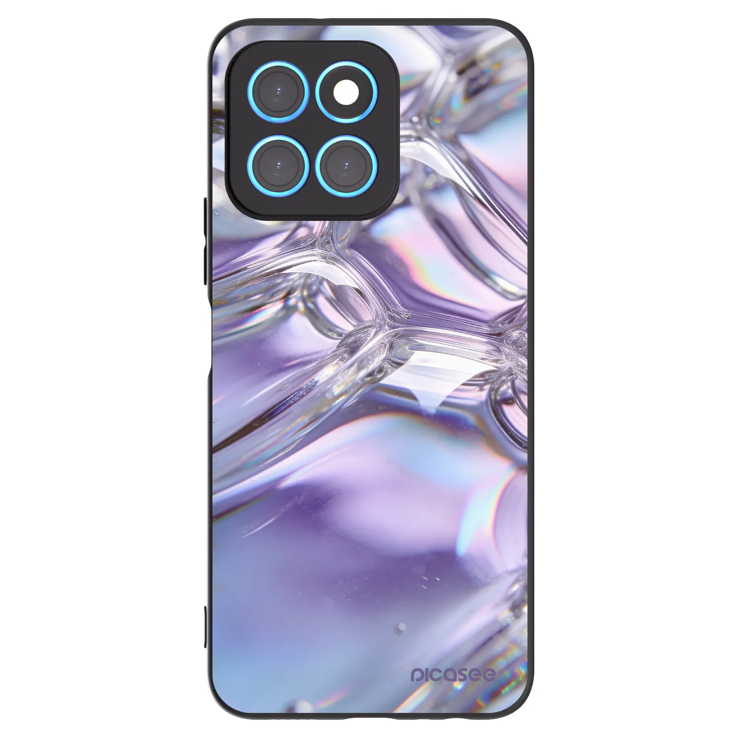 Picasee silikonowe czarne etui na Honor X8 5G - Iridescent bubbles