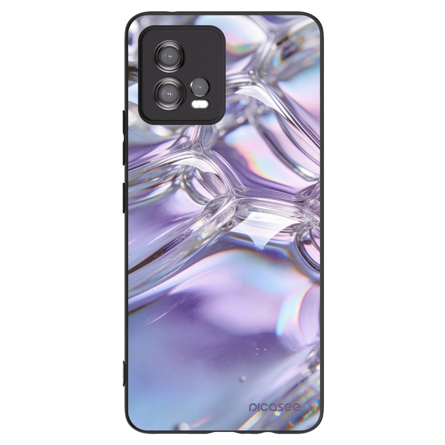 Picasee silikonowe czarne etui na Motorola Moto G72 - Iridescent bubbles