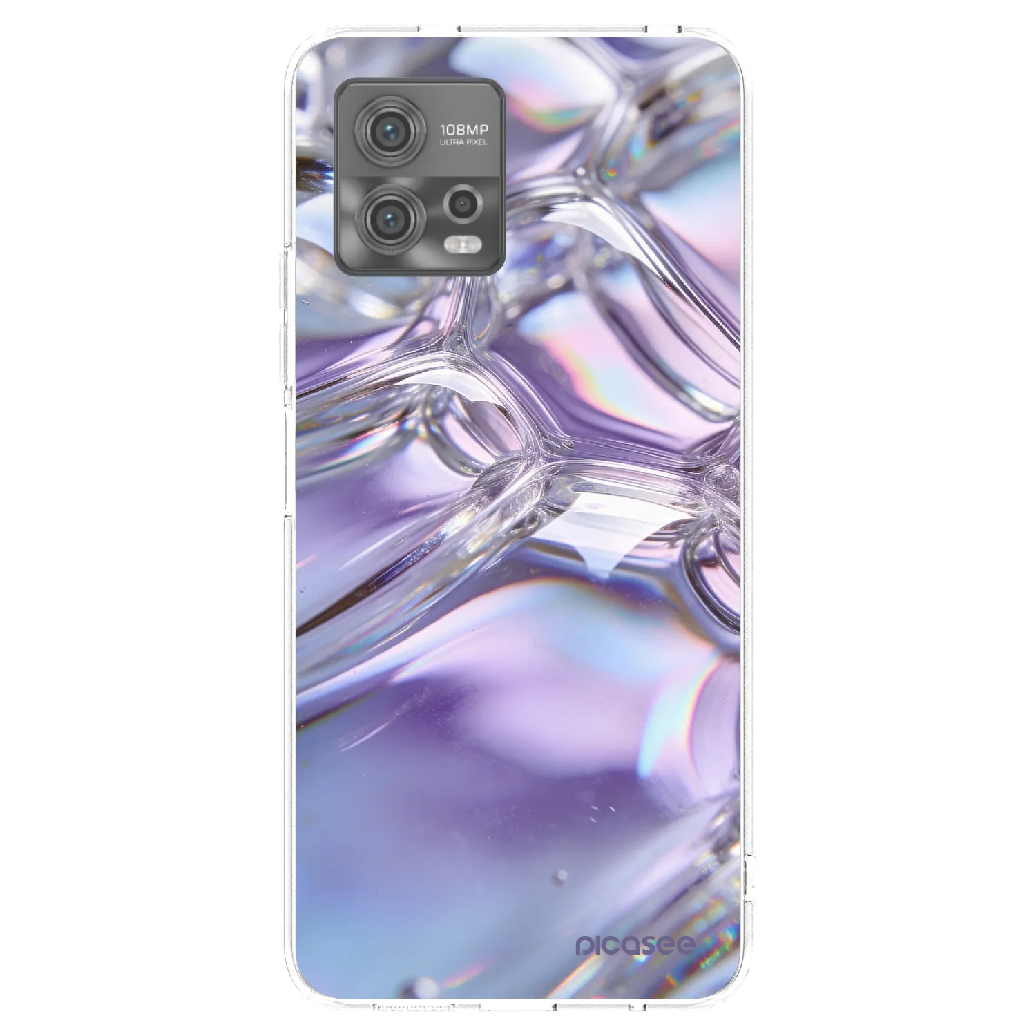 Picasee silikonowe przeźroczyste etui na Motorola Moto G72 - Iridescent bubbles