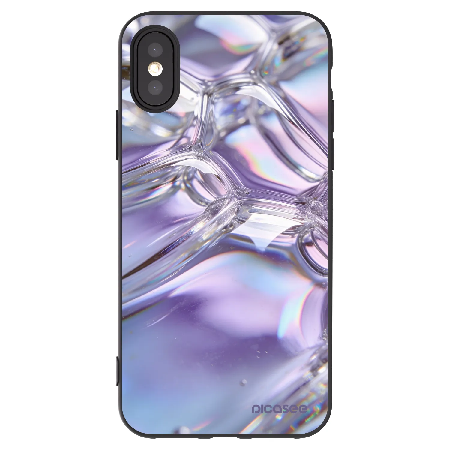 Picasee silikonowe czarne etui na Apple iPhone X/XS - Iridescent bubbles