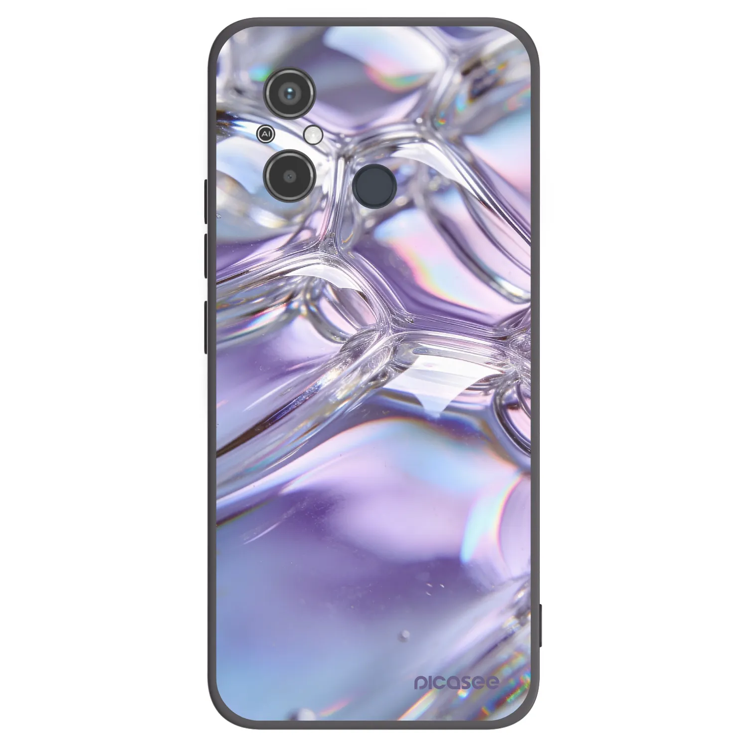 Picasee silikonowe czarne etui na Xiaomi Redmi 12C - Iridescent bubbles
