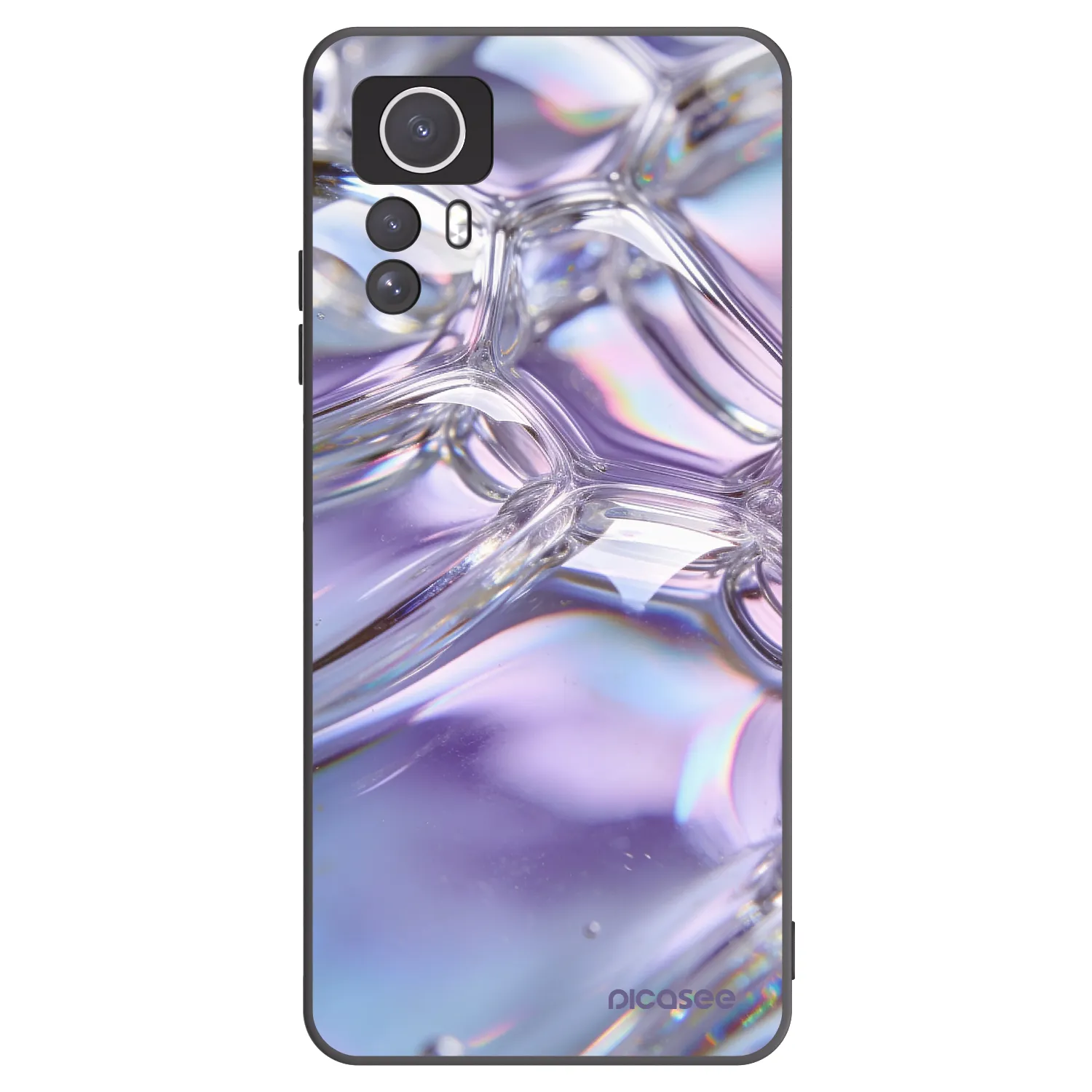 Picasee silikonowe czarne etui na Xiaomi Redmi Note 12S - Iridescent bubbles