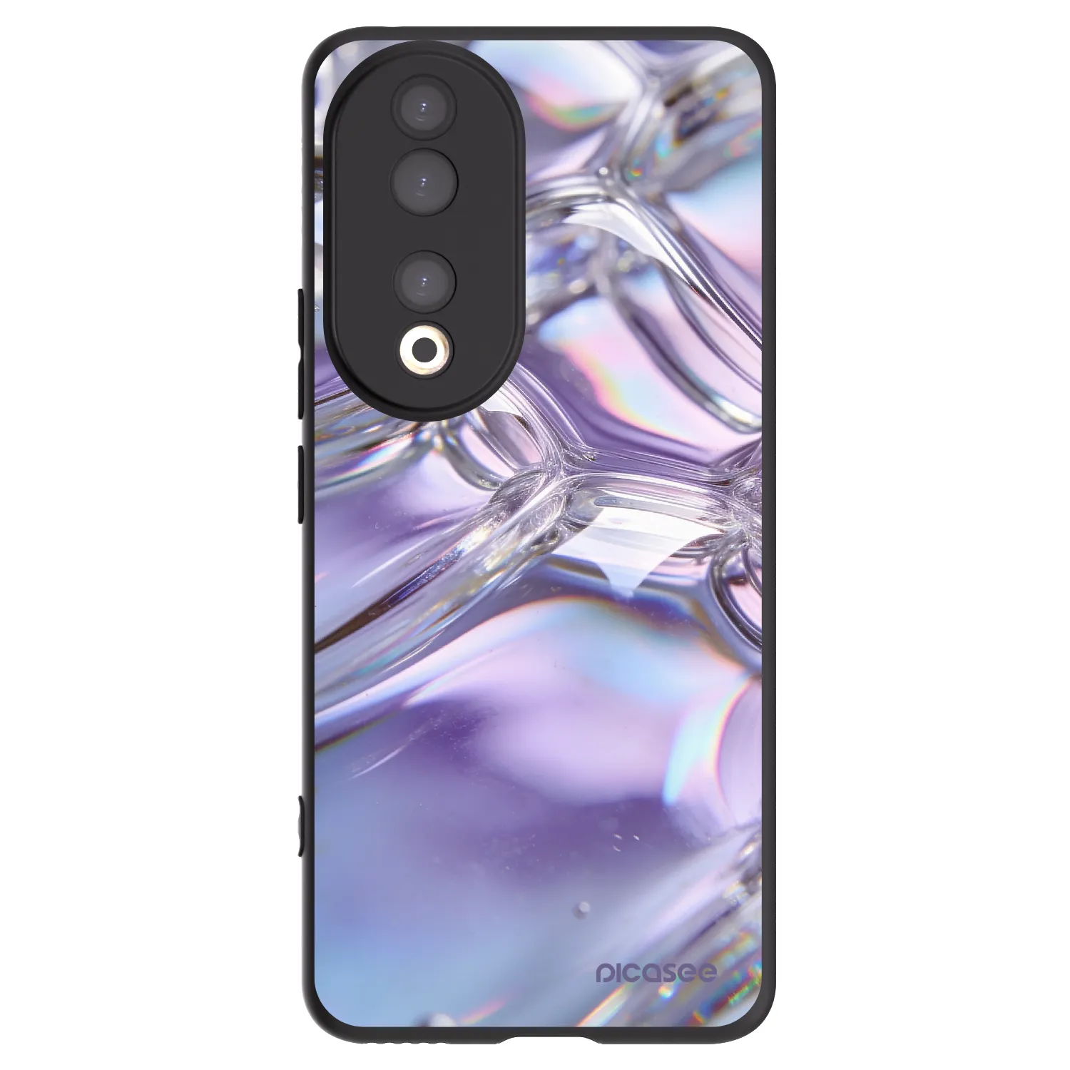 Picasee silikonowe czarne etui na Honor 90 5G - Iridescent bubbles