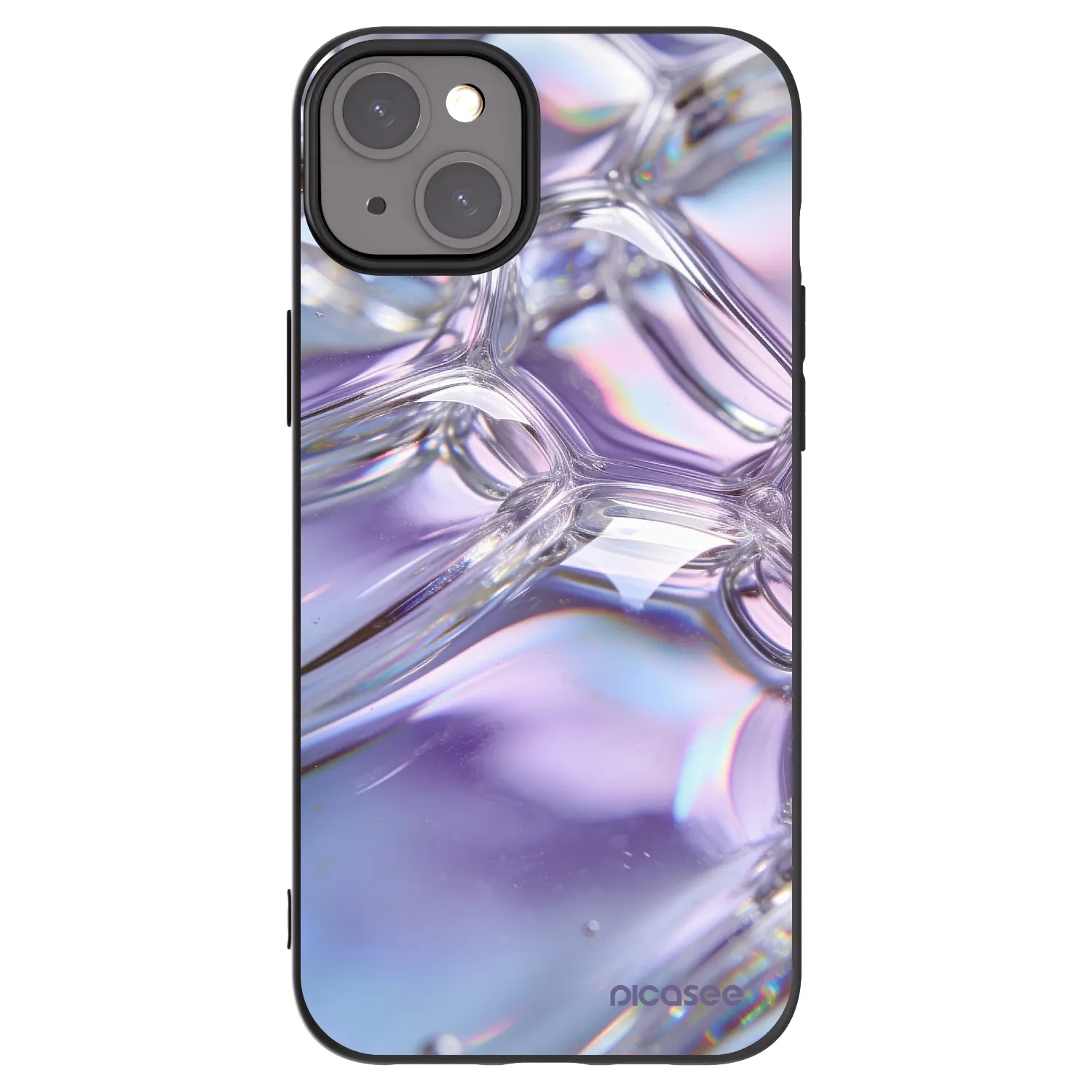 Picasee silikonowe czarne etui na Apple iPhone 15 Plus - Iridescent bubbles
