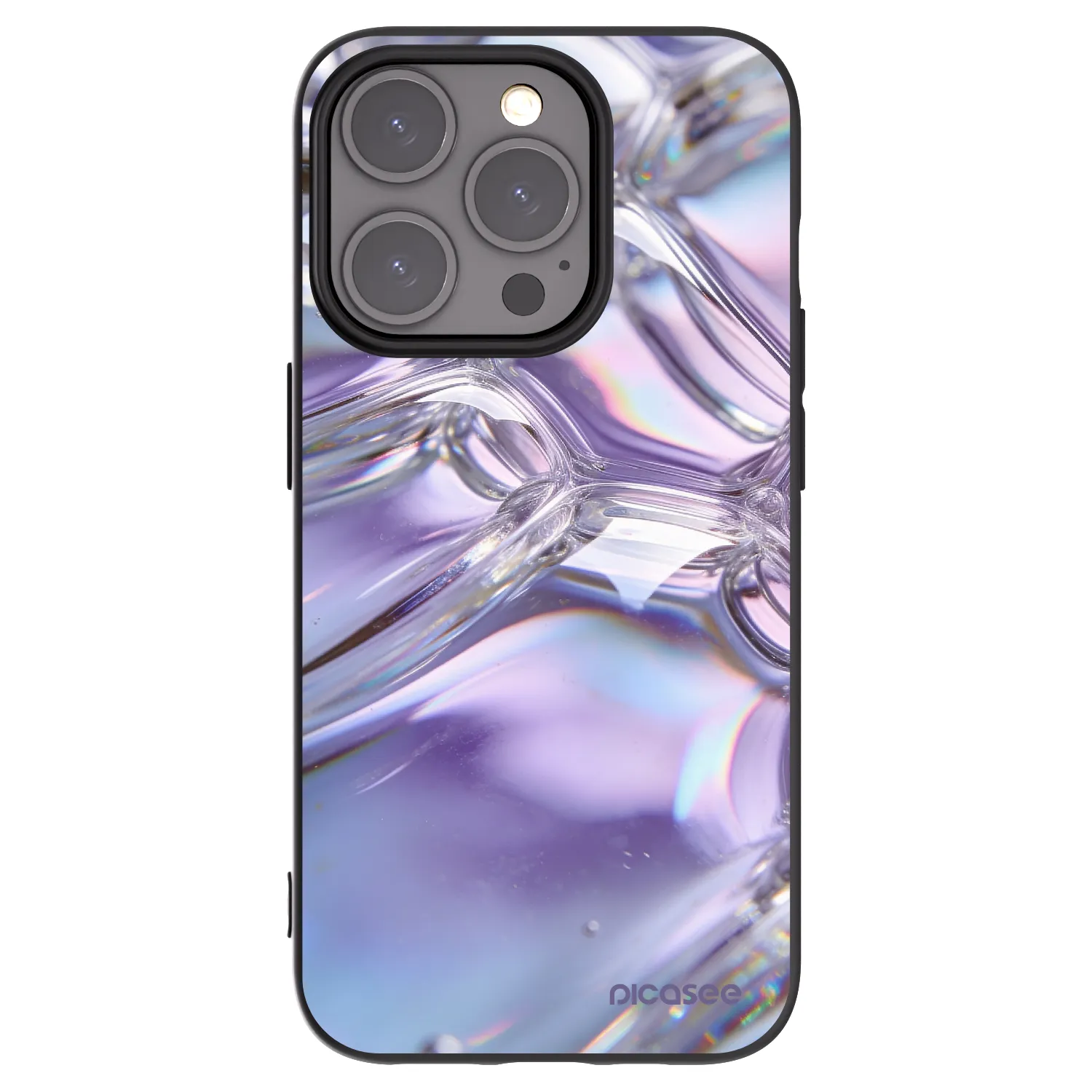 Picasee silikonowe czarne etui na Apple iPhone 15 Pro - Iridescent bubbles