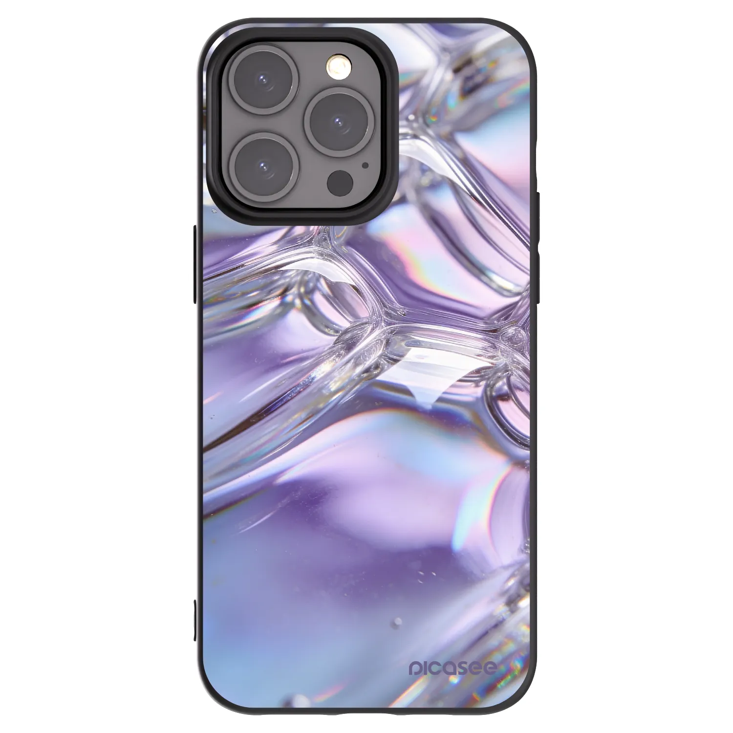 Picasee silikonowe czarne etui na Apple iPhone 15 Pro Max - Iridescent bubbles