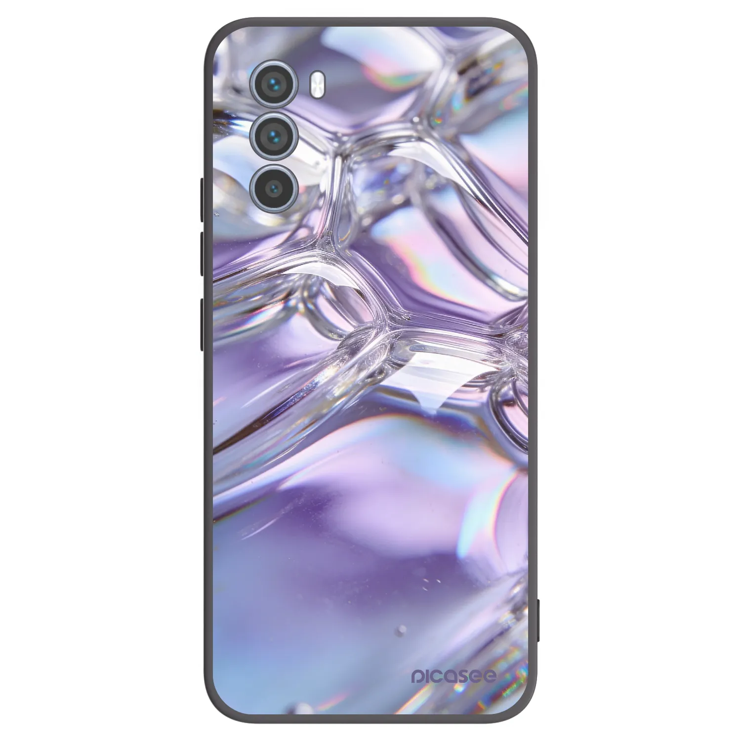 Picasee silikonowe czarne etui na Motorola Moto G62 - Iridescent bubbles