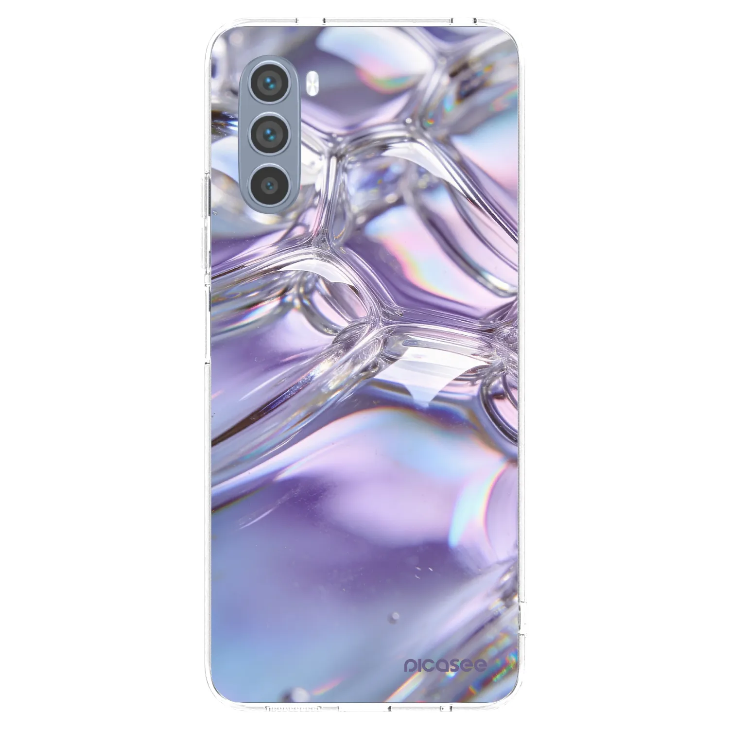 Picasee silikonowe przeźroczyste etui na Motorola Moto G62 - Iridescent bubbles