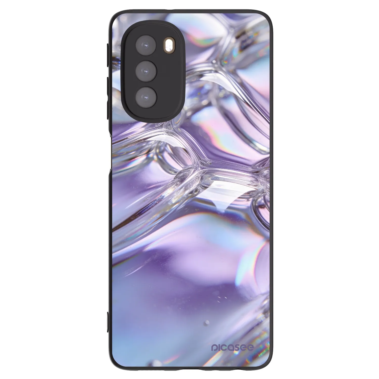 Picasee silikonowe czarne etui na Motorola Moto G51 - Iridescent bubbles