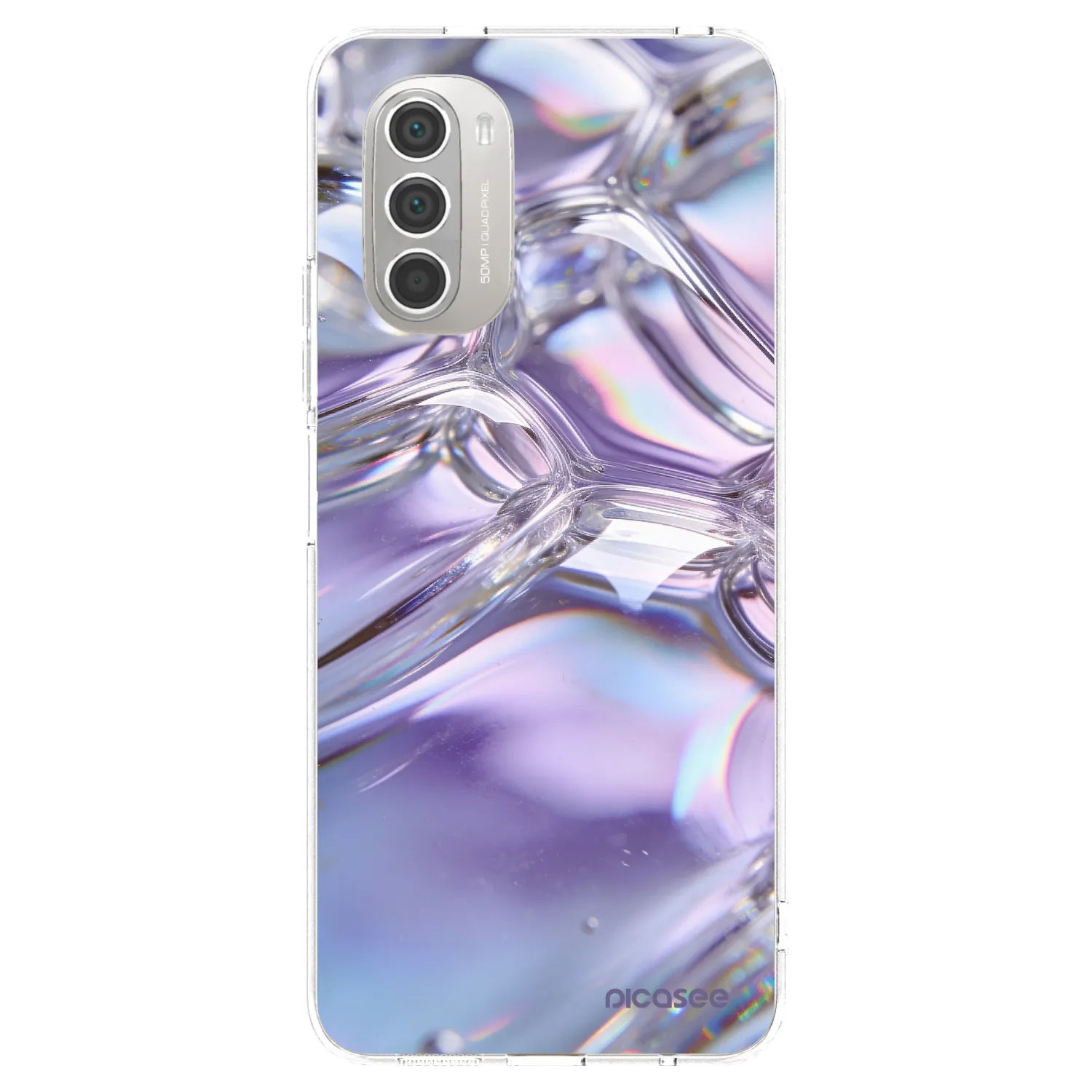 Picasee silikonowe przeźroczyste etui na Motorola Moto G51 - Iridescent bubbles
