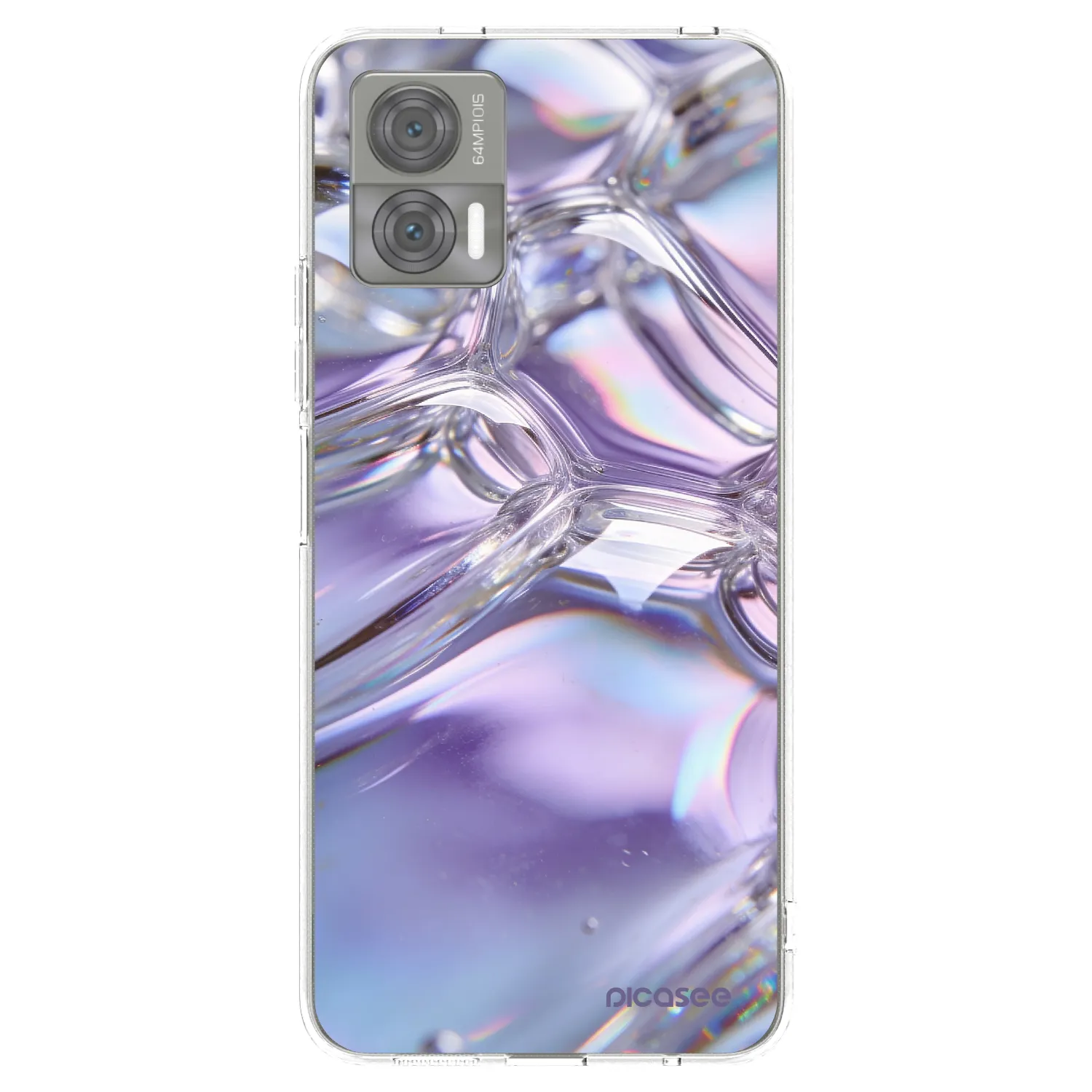 Picasee silikonowe przeźroczyste etui na Motorola Edge 30 Neo - Iridescent bubbles