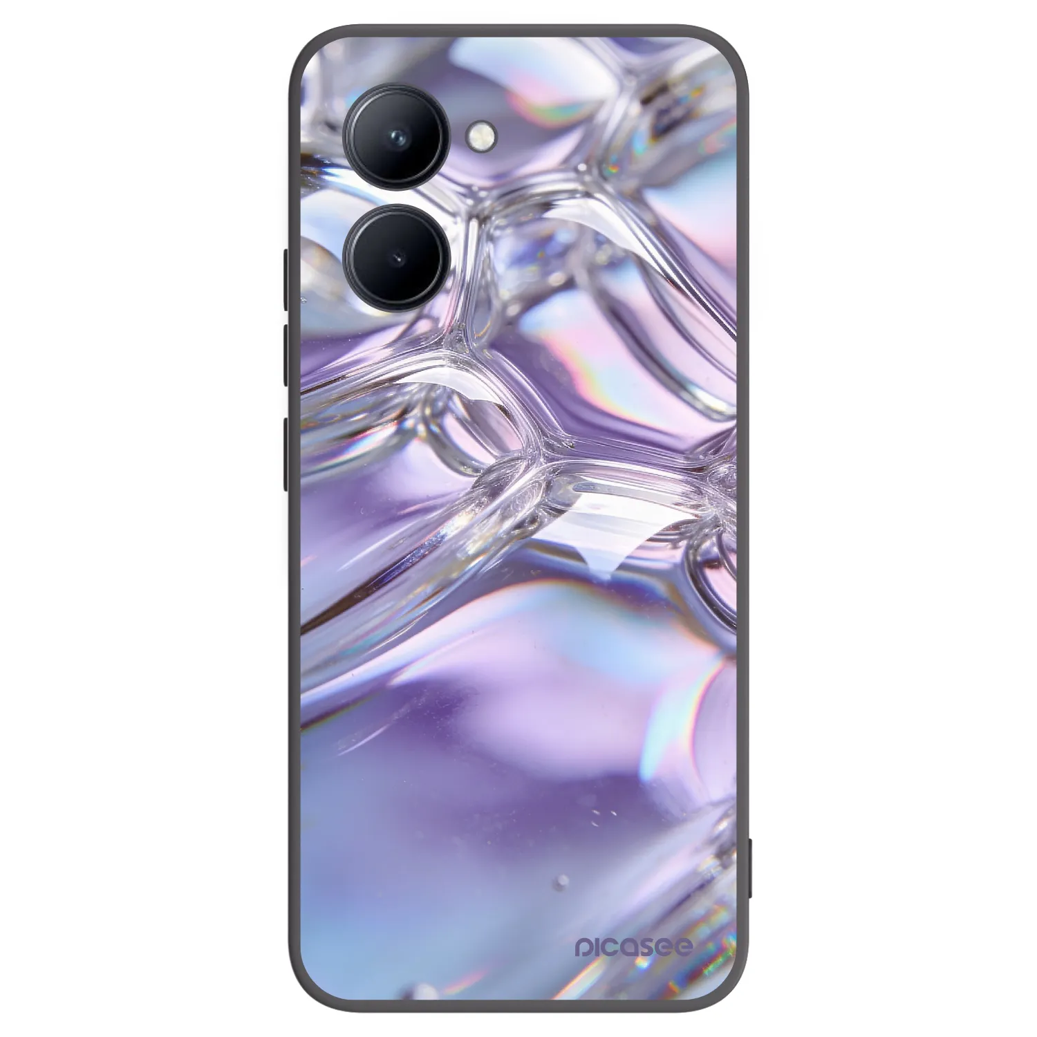 Picasee silikonowe czarne etui na Realme C33 (2023) - Iridescent bubbles