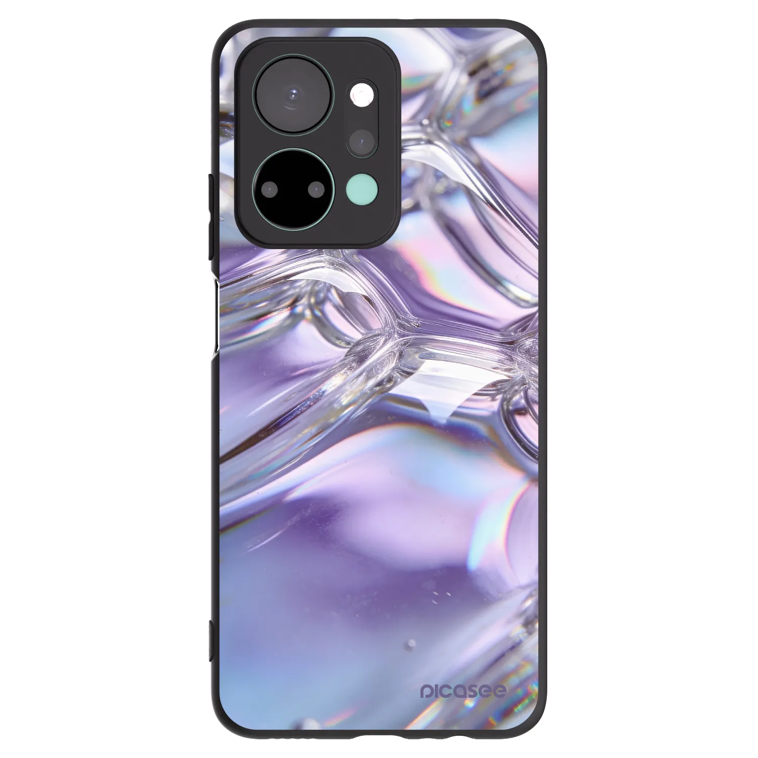 Picasee silikonowe czarne etui na Honor X7a - Iridescent bubbles